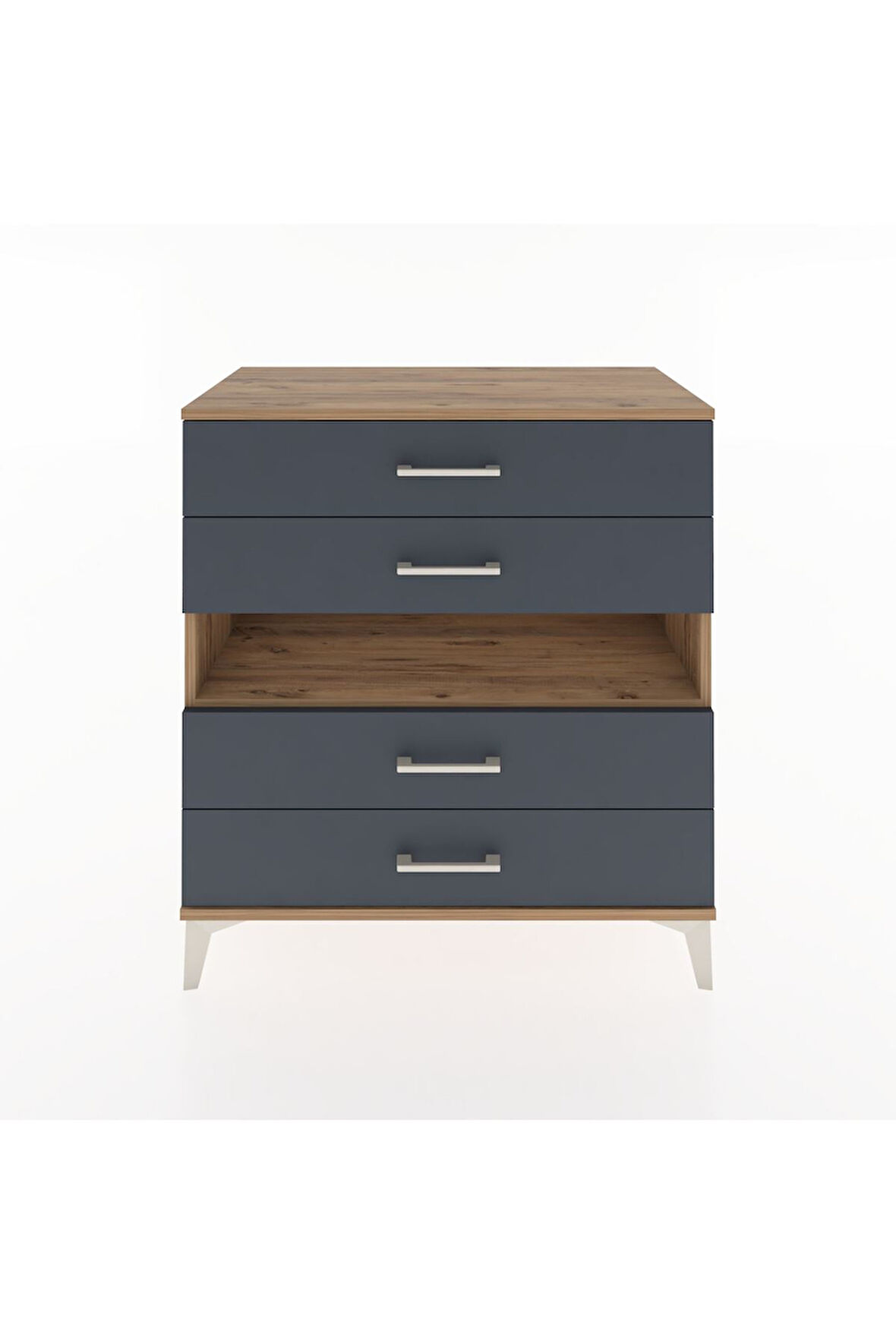 Hyperion Şifonyer Tek Raflı 4 Çekmeceli 88x44x96 Çam-Antrasit