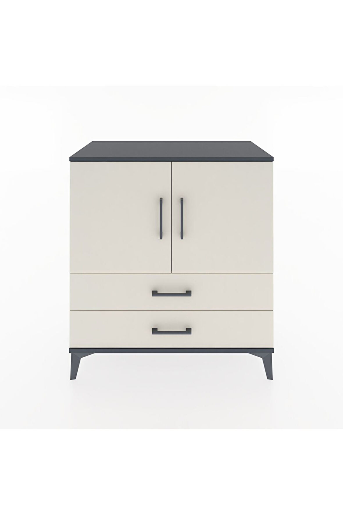 Hyperion Şifonyer Tek Raflı 2 Çekmeceli 2 Kapaklı 88x44x96 Antrasit-Aytaşı