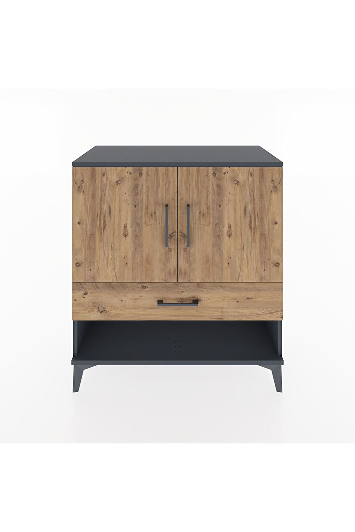 Hyperion Şifonyer 2 Raflı Tek Çekmeceli 2 Kapaklı 88x44x96 Antrasit-Çam