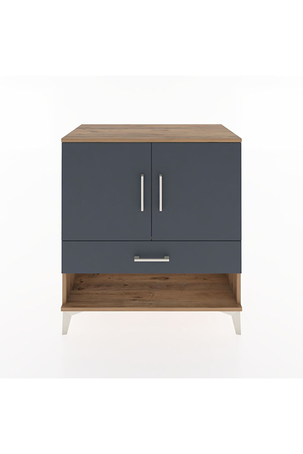 Hyperion Şifonyer Tek Raflı Tek Çekmeceli 2 Kapaklı 88x44x96 Çam-Antrasit