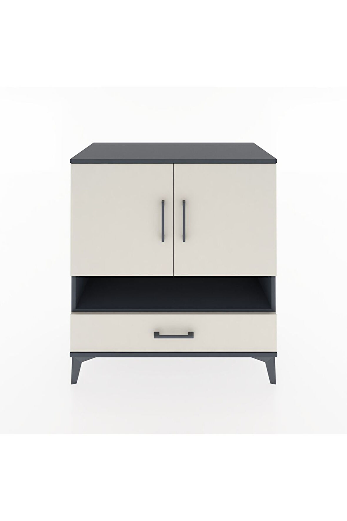 Hyperion Şifonyer 4 Raflı Tek Çekmeceli 2 Kapaklı 88x44x96 Antrasit-Aytaşı