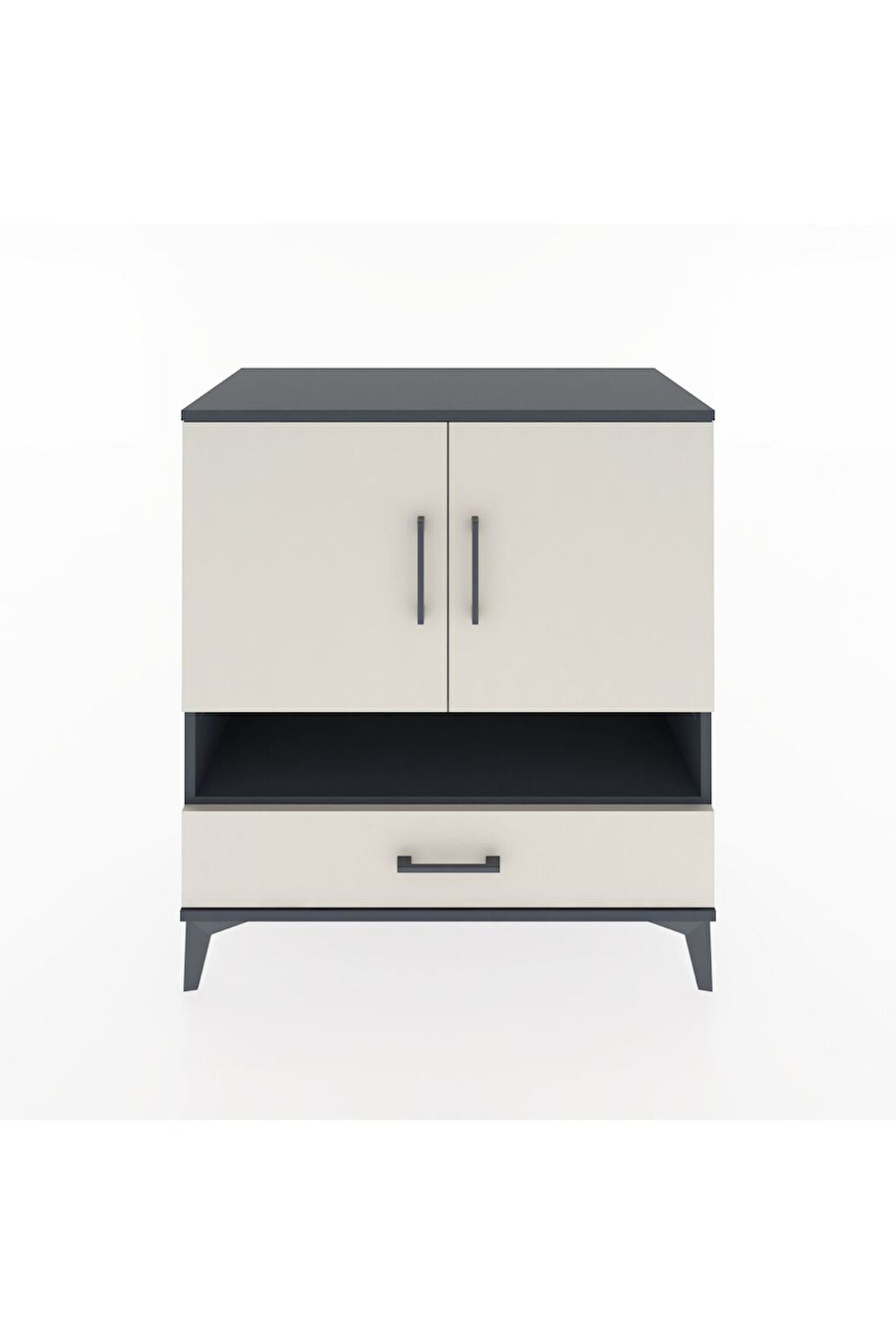 Hyperion Şifonyer 3 Raflı Tek Çekmeceli 2 Kapaklı 88x44x96 Antrasit-Aytaşı