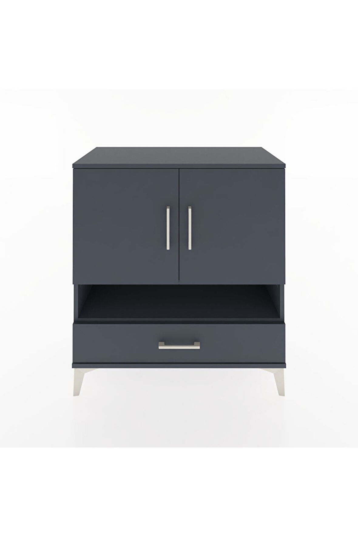 Hyperion Şifonyer 3 Raflı Tek Çekmeceli 2 Kapaklı 88x44x96 Antrasit-Antrasit