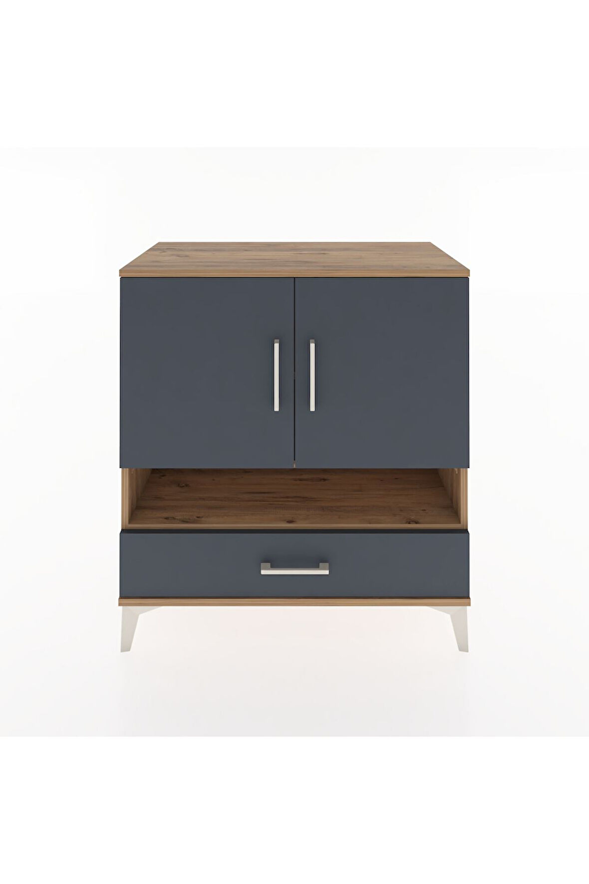 Hyperion Şifonyer 3 Raflı Tek Çekmeceli 2 Kapaklı 88x44x96 Çam-Antrasit