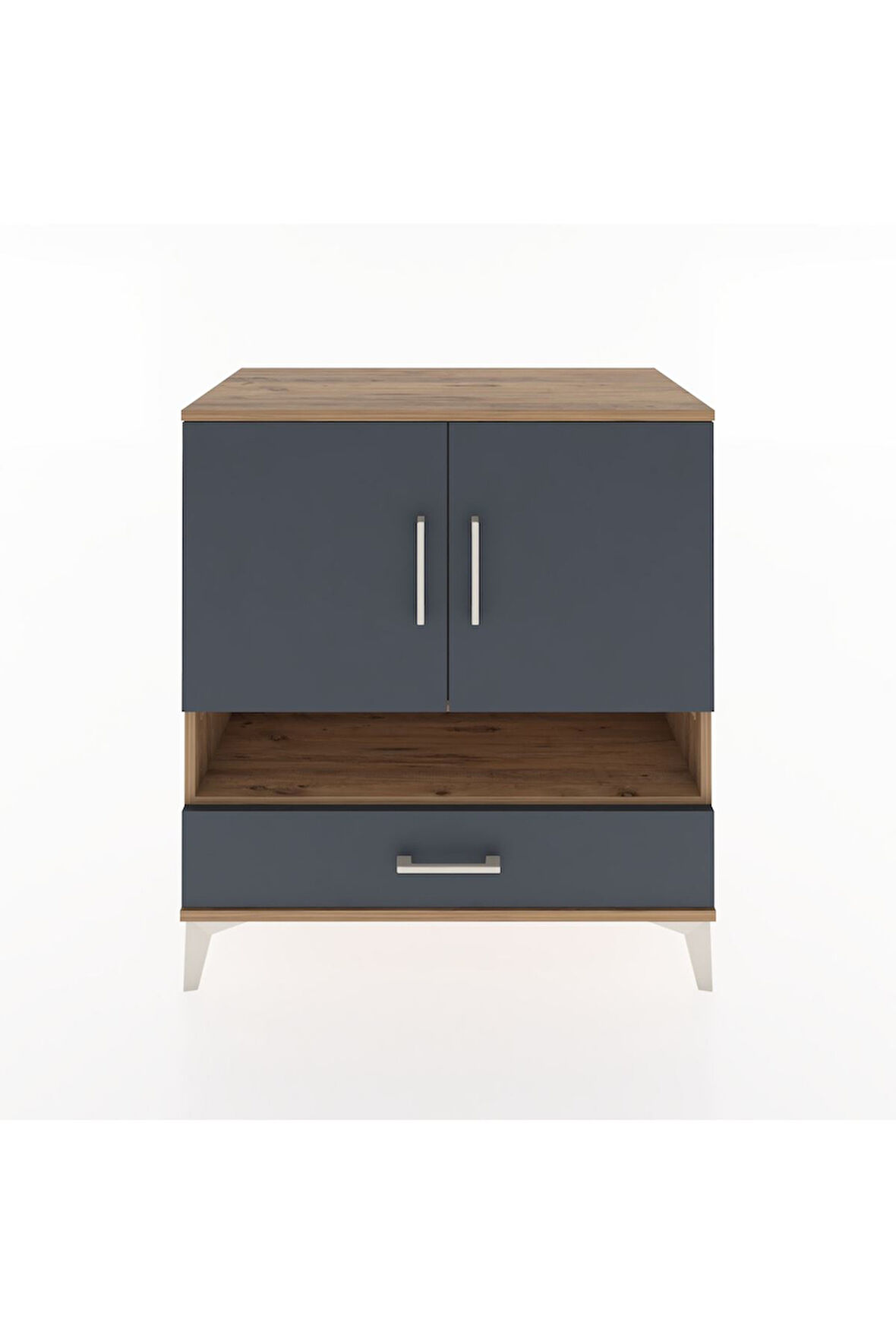 Hyperion Şifonyer 2 Raflı Tek Çekmeceli 2 Kapaklı 88x44x96 Çam-Antrasit