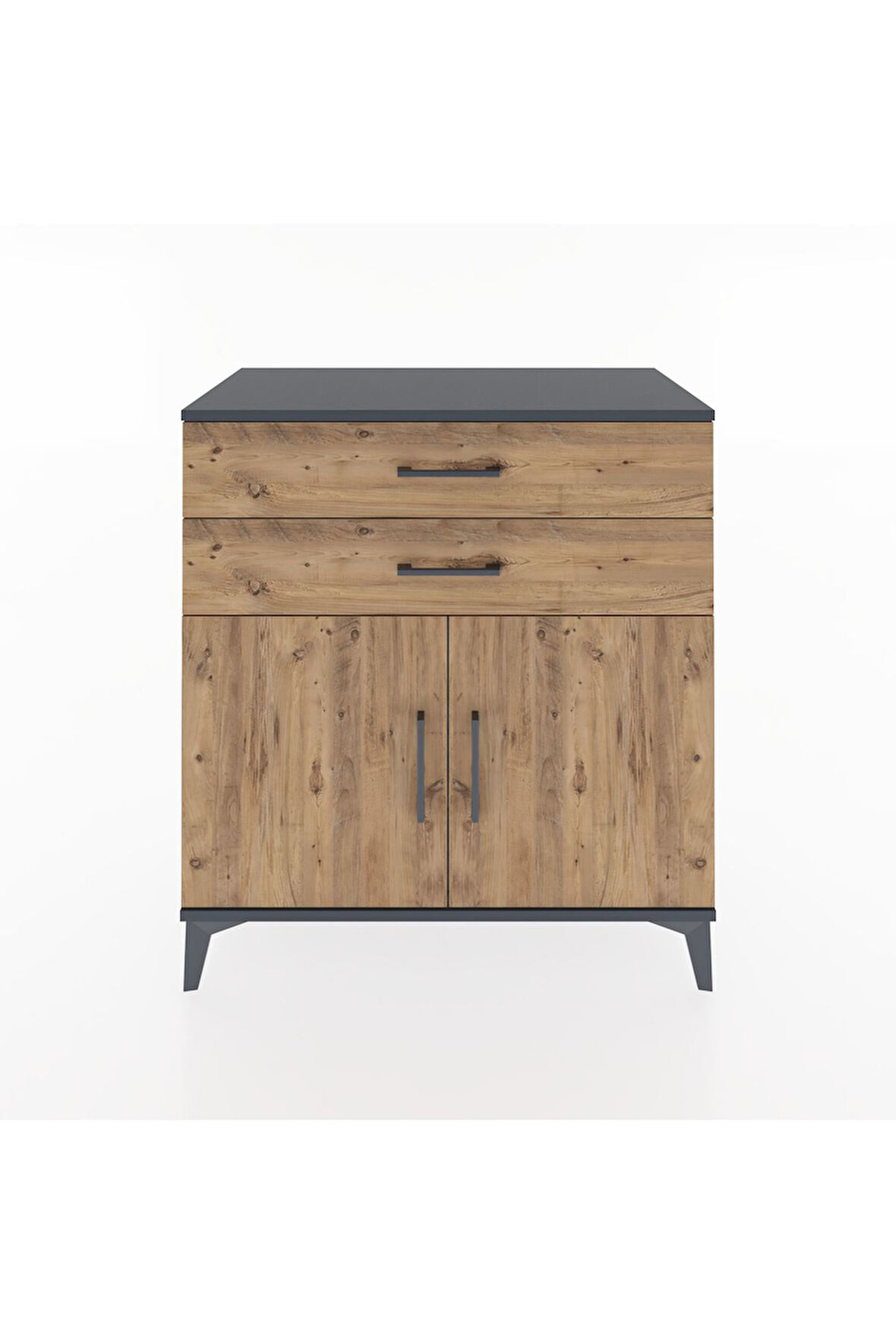 Hyperion Şifonyer 2 Raflı 2 Çekmeceli 2 Kapaklı 88x44x96 Antrasit-Çam