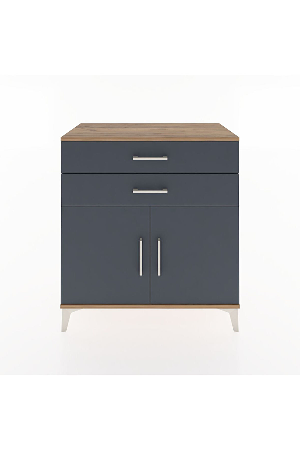 Hyperion Şifonyer Tek Raflı 2 Çekmeceli 2 Kapaklı 88x44x96 Çam-Antrasit