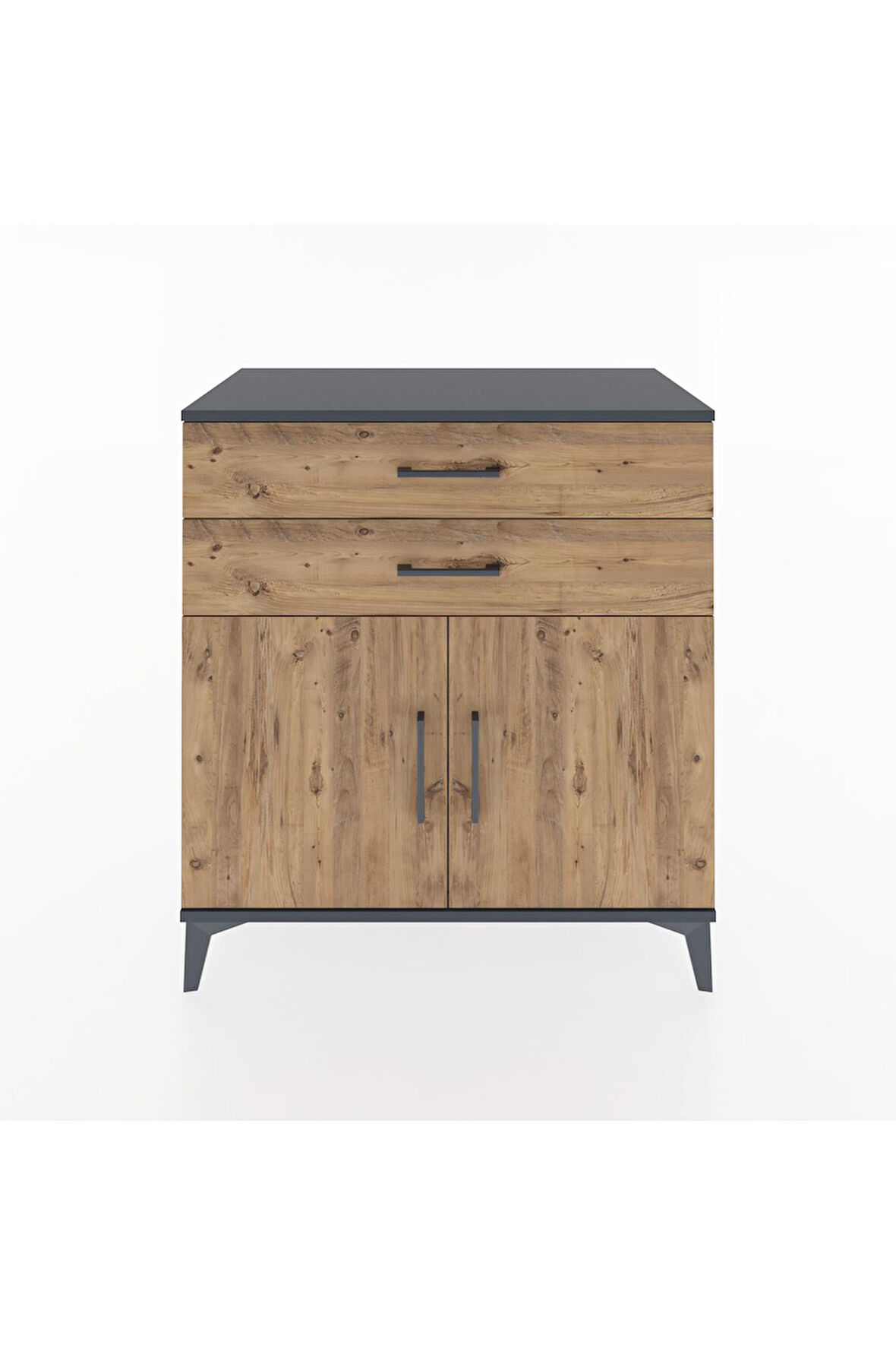 Hyperion Şifonyer 2 Çekmeceli 2 Kapaklı 88x44x96 Antrasit-Çam