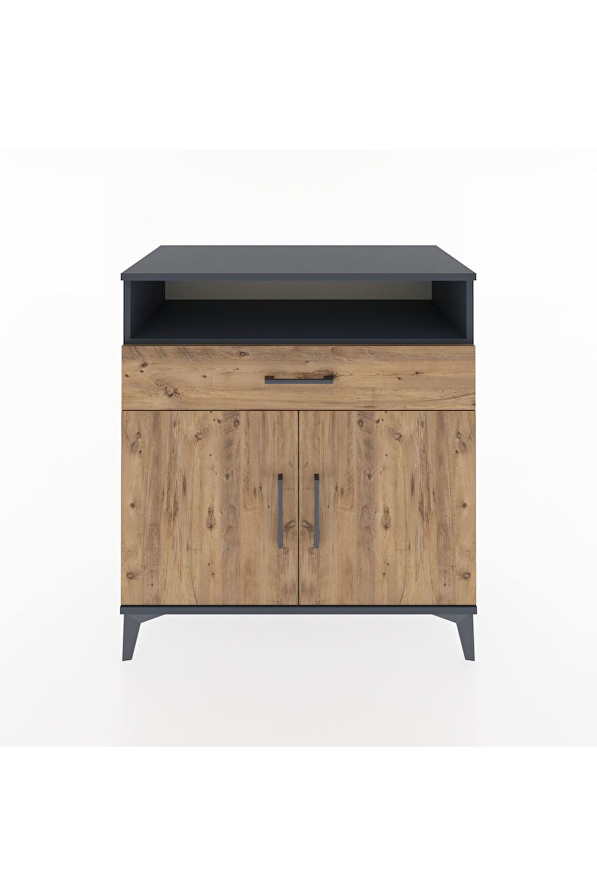 Hyperion Şifonyer 2 Raflı Tek Çekmeceli 2 Kapaklı 88x44x96 Antrasit-Çam