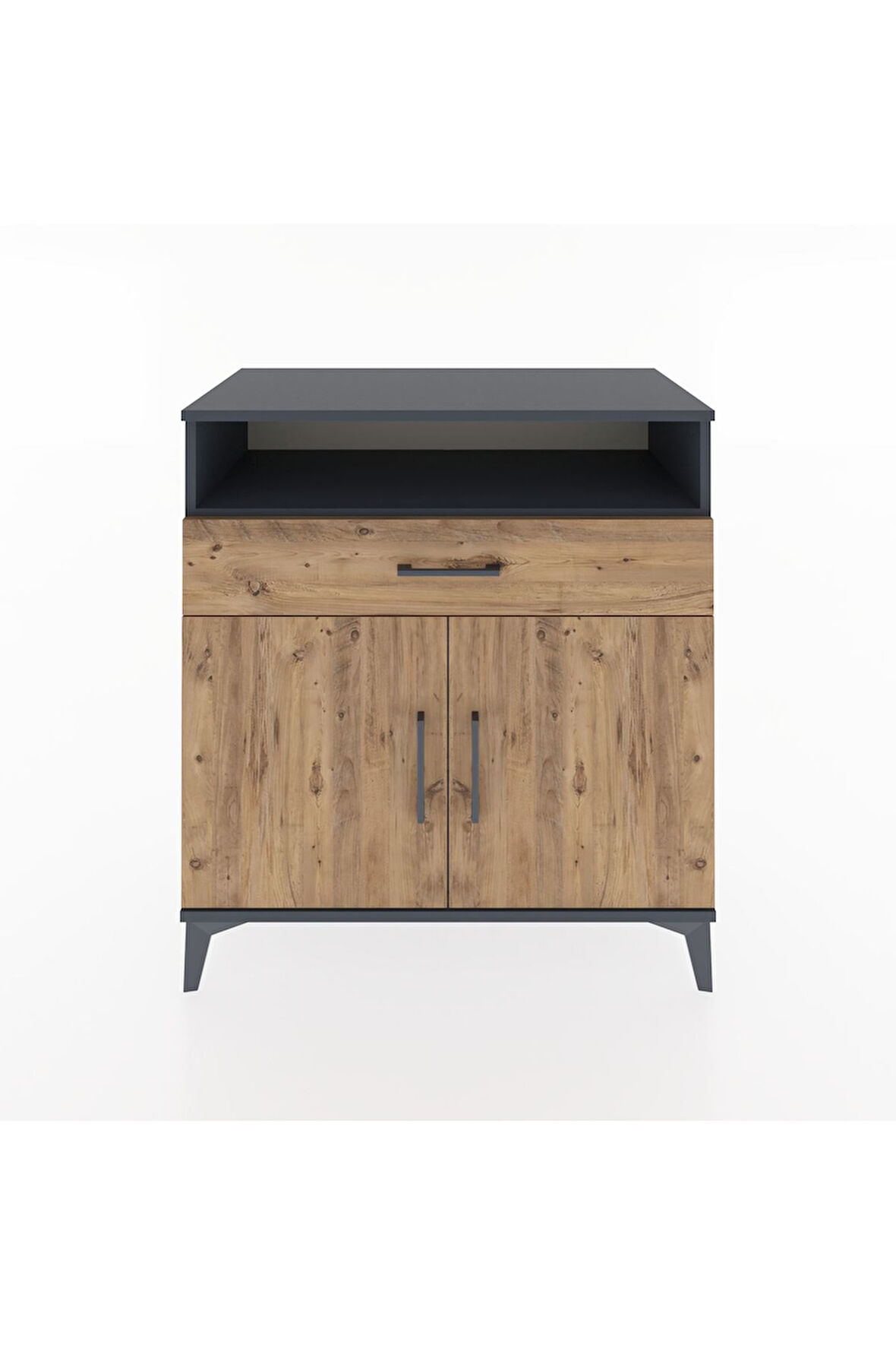 Hyperion Şifonyer Tek Raflı Tek Çekmeceli 2 Kapaklı 88x44x96 Antrasit-Çam