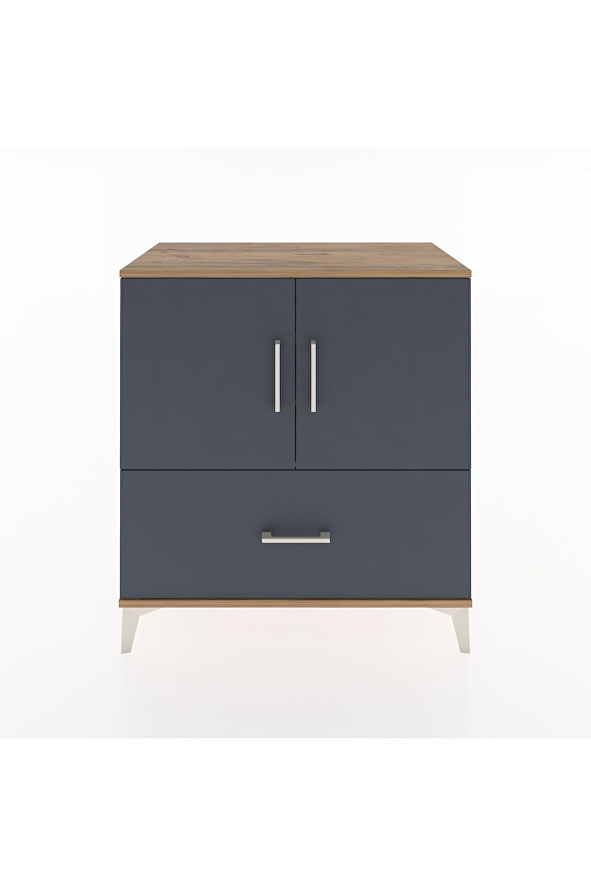 Hyperion Şifonyer 3 Raflı Tek Çekmeceli 2 Kapaklı 88x44x96 Çam-Antrasit