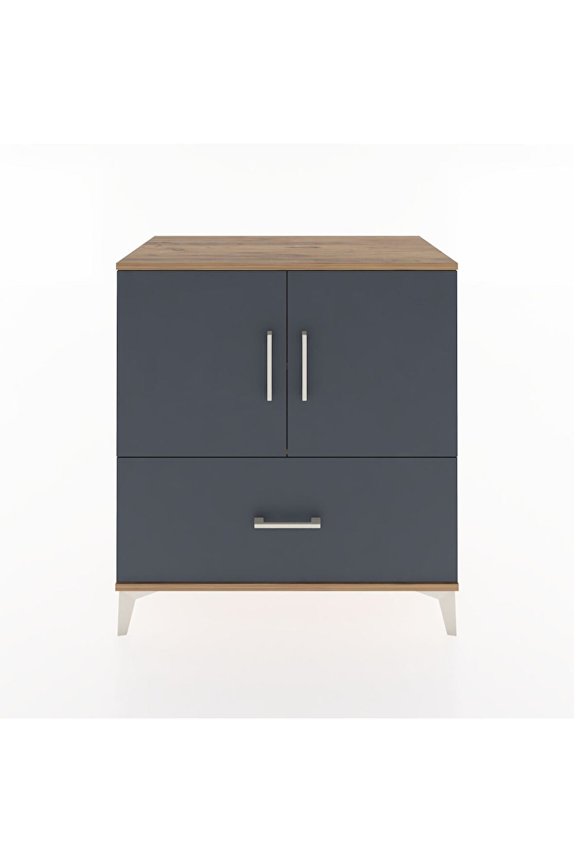 Hyperion Şifonyer 2 Raflı Tek Çekmeceli 2 Kapaklı 88x44x96 Çam-Antrasit