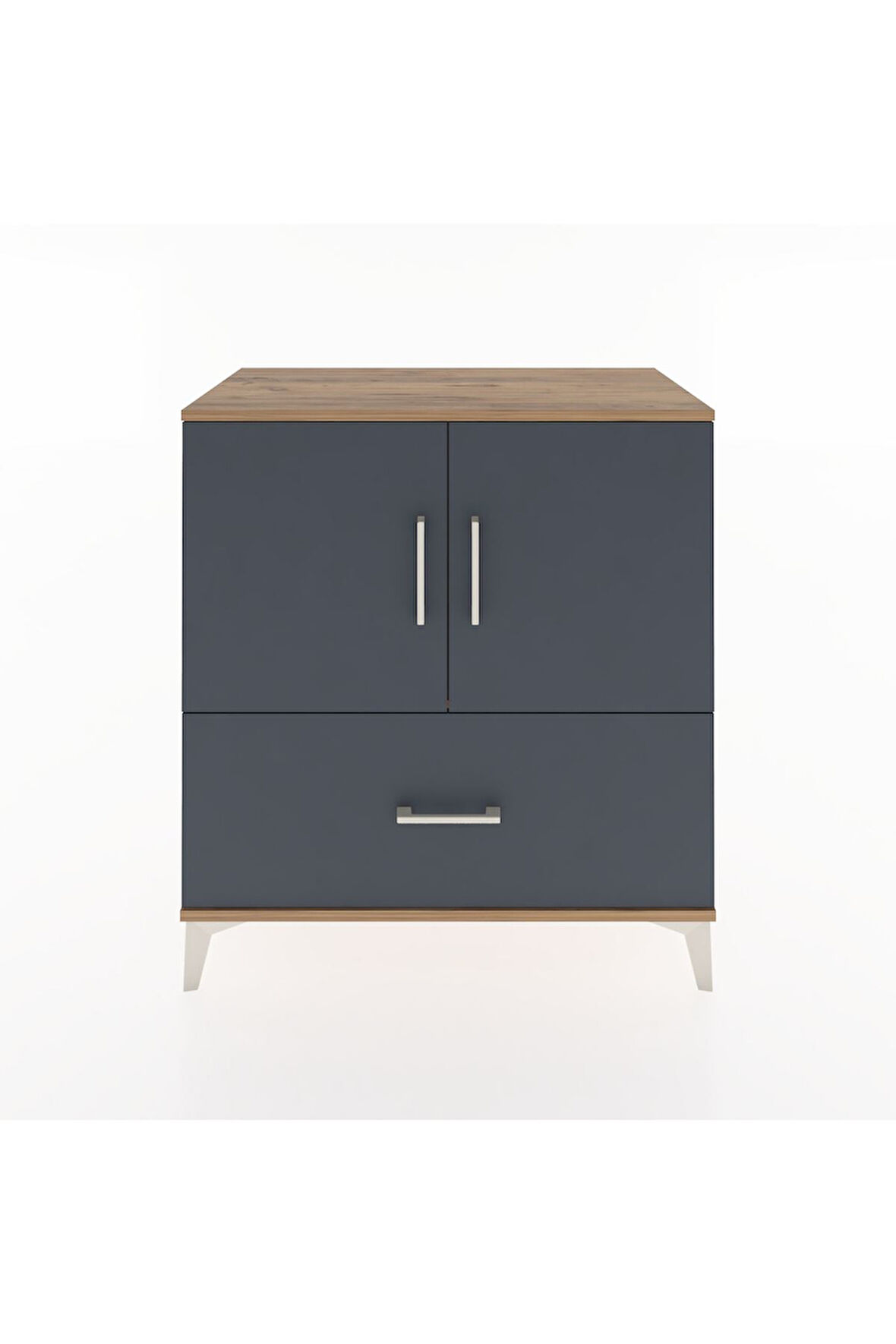 Hyperion Şifonyer Tek Raflı Tek Çekmeceli 2 Kapaklı 88x44x96 Çam-Antrasit