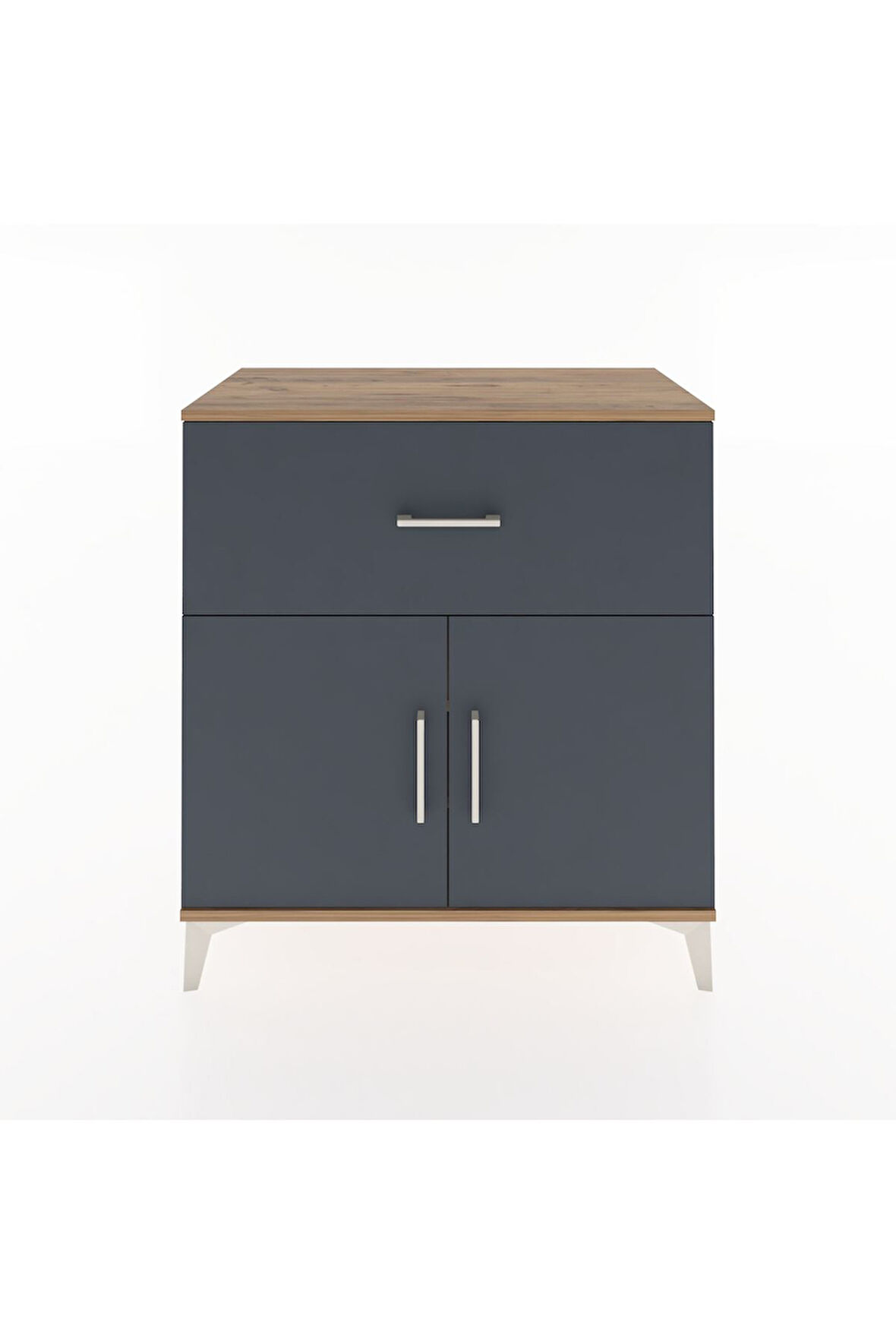 Hyperion Şifonyer 2 Raflı Tek Çekmeceli 2 Kapaklı 88x44x96 Çam-Antrasit