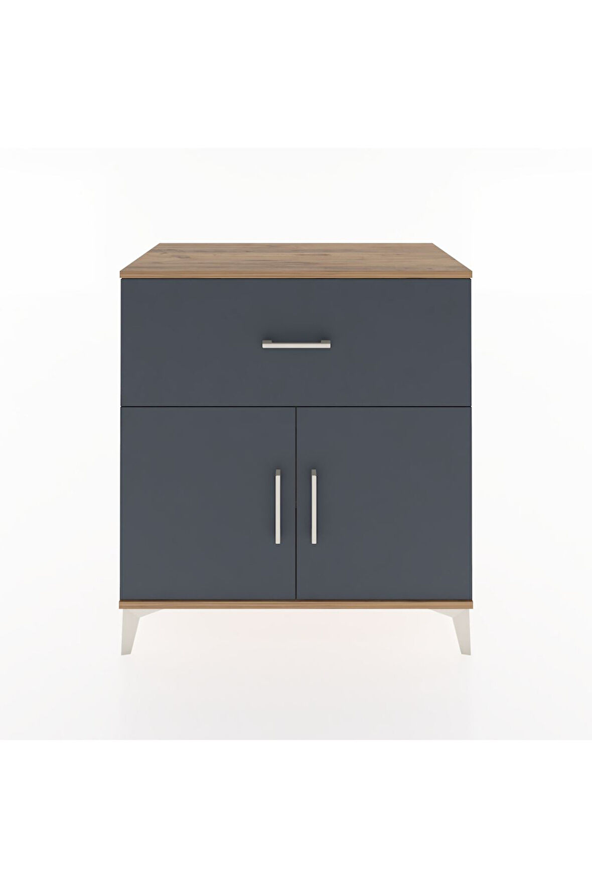 Hyperion Şifonyer Tek Raflı Tek Çekmeceli 2 Kapaklı 88x44x96 Çam-Antrasit