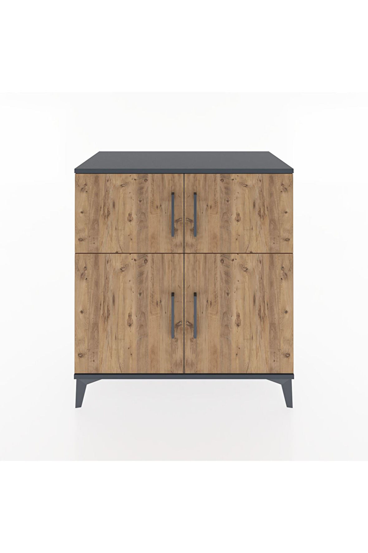 Hyperion Şifonyer 4 Raflı 4 Kapaklı 88x44x96 Antrasit-Çam