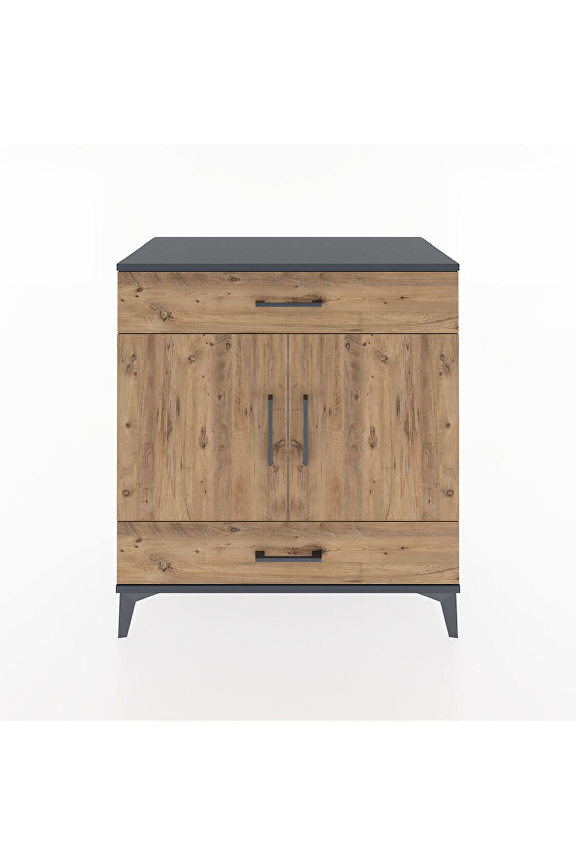 Hyperion Şifonyer 3 Raflı 2 Çekmeceli 2 Kapaklı 88x44x96 Antrasit-Çam