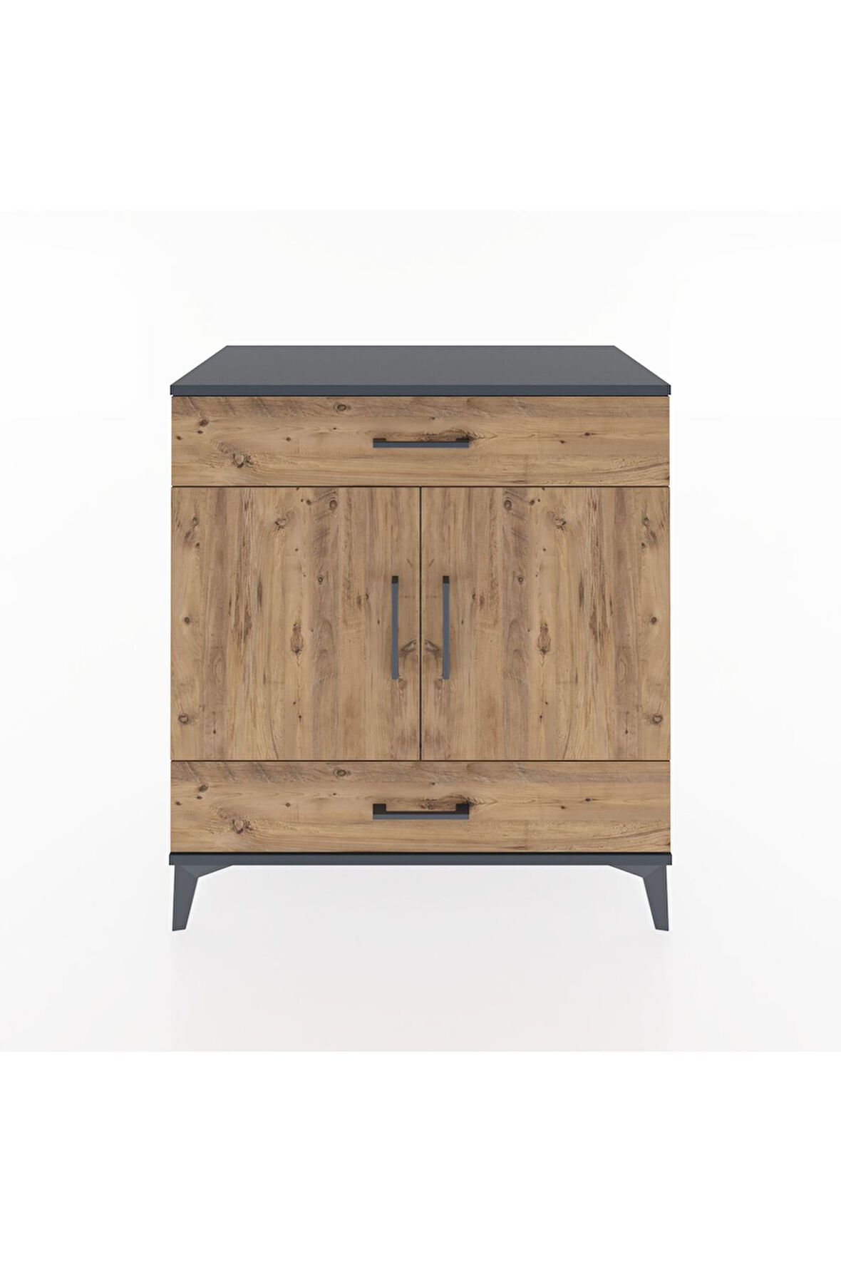 Hyperion Şifonyer 2 Çekmeceli 2 Kapaklı 88x44x96 Antrasit-Çam