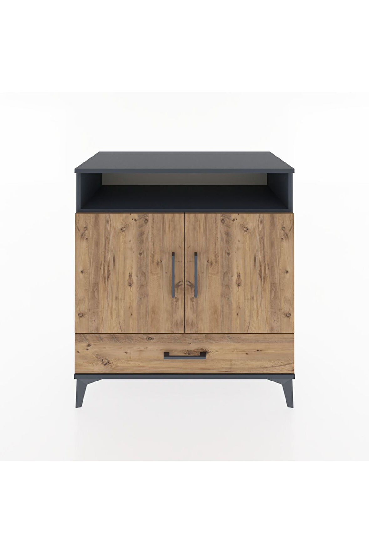 Hyperion Şifonyer 4 Raflı Tek Çekmeceli 2 Kapaklı 88x44x96 Antrasit-Çam