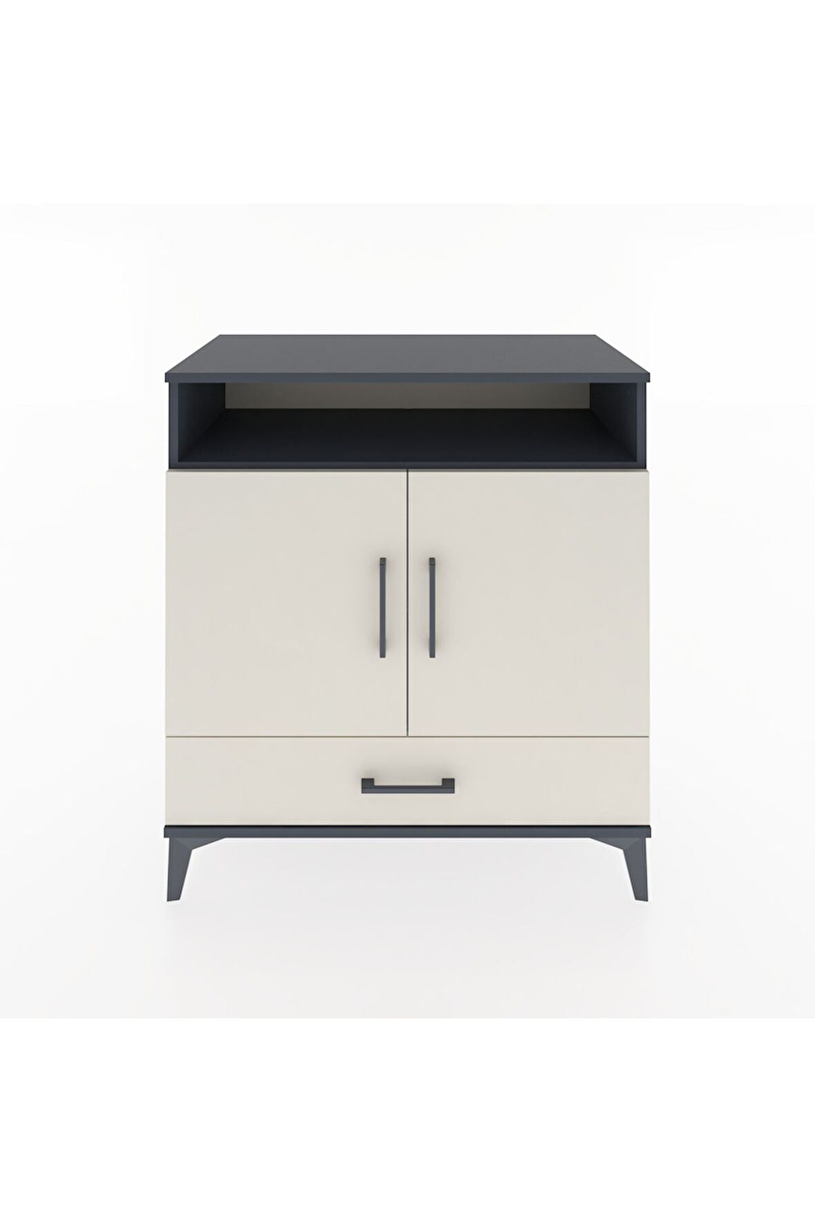 Hyperion Şifonyer 3 Raflı Tek Çekmeceli 2 Kapaklı 88x44x96 Antrasit-Aytaşı