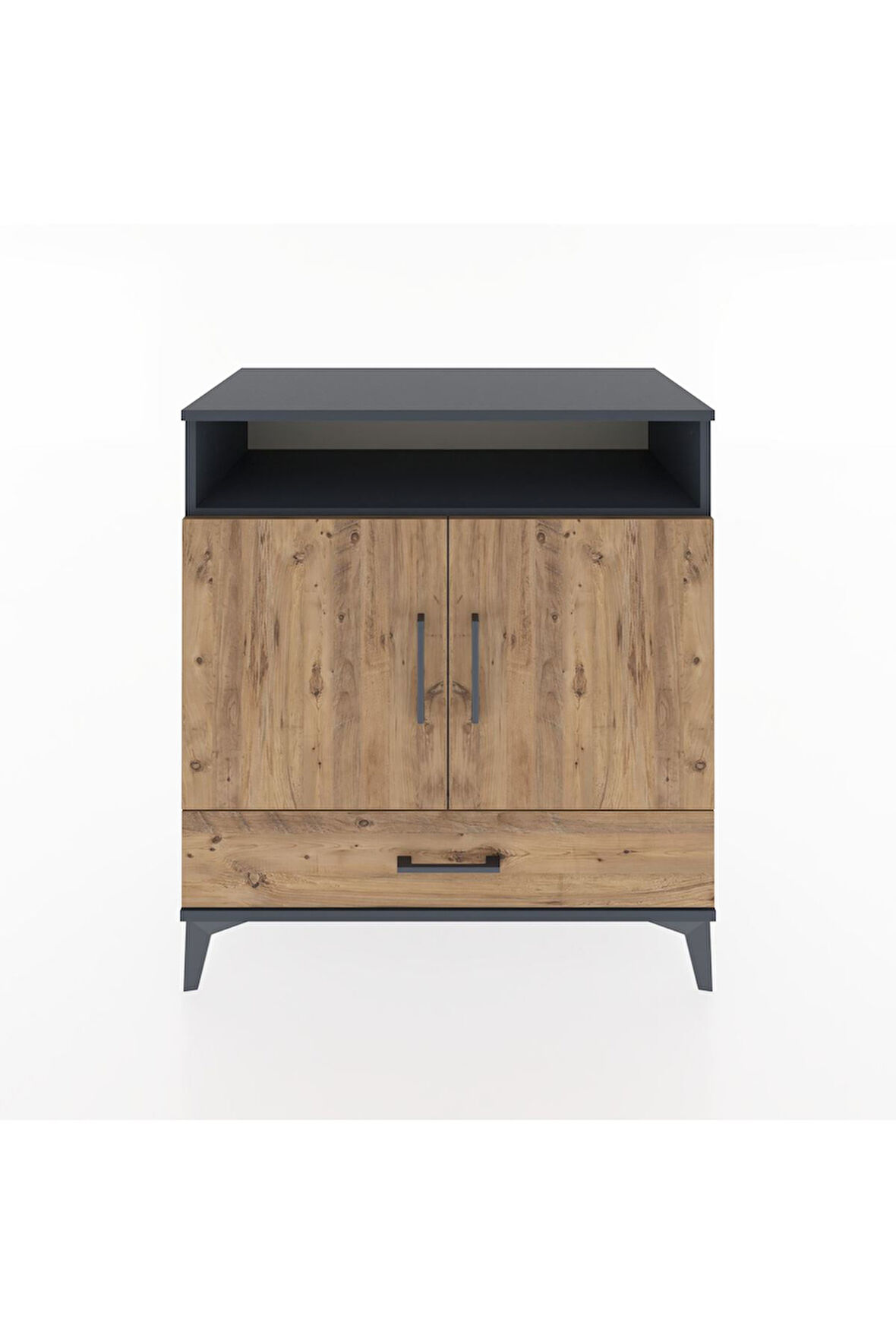 Hyperion Şifonyer 3 Raflı Tek Çekmeceli 2 Kapaklı 88x44x96 Antrasit-Çam