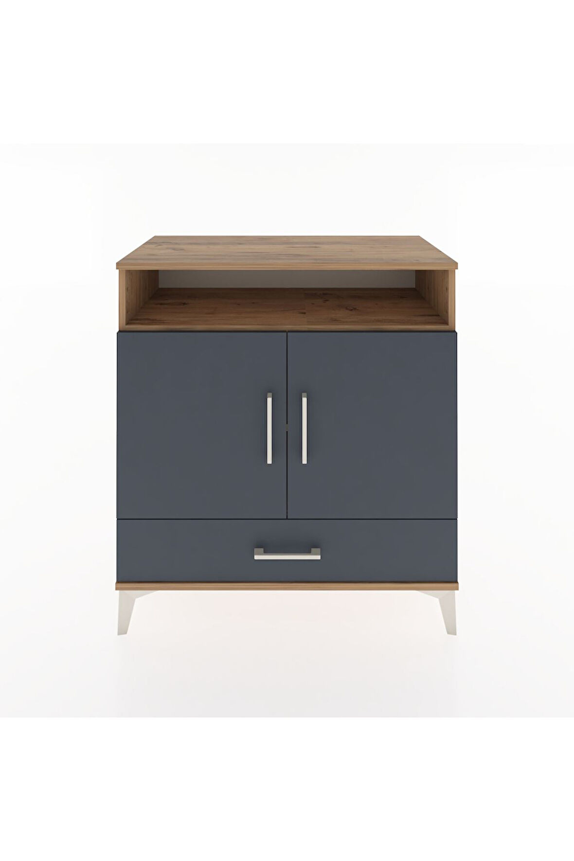 Hyperion Şifonyer 3 Raflı Tek Çekmeceli 2 Kapaklı 88x44x96 Çam-Antrasit