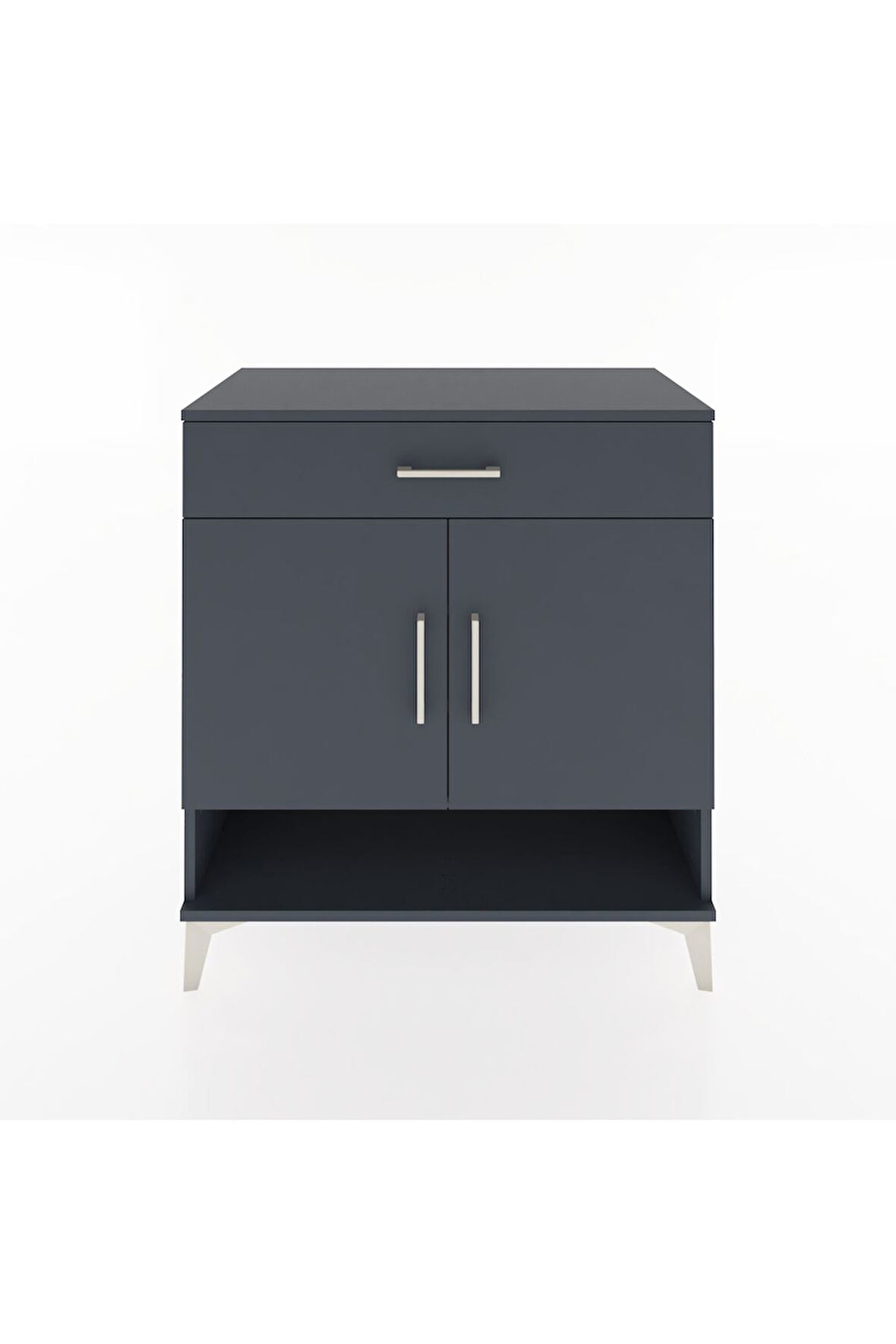 Hyperion Şifonyer 3 Raflı Tek Çekmeceli 2 Kapaklı 88x44x96 Antrasit-Antrasit