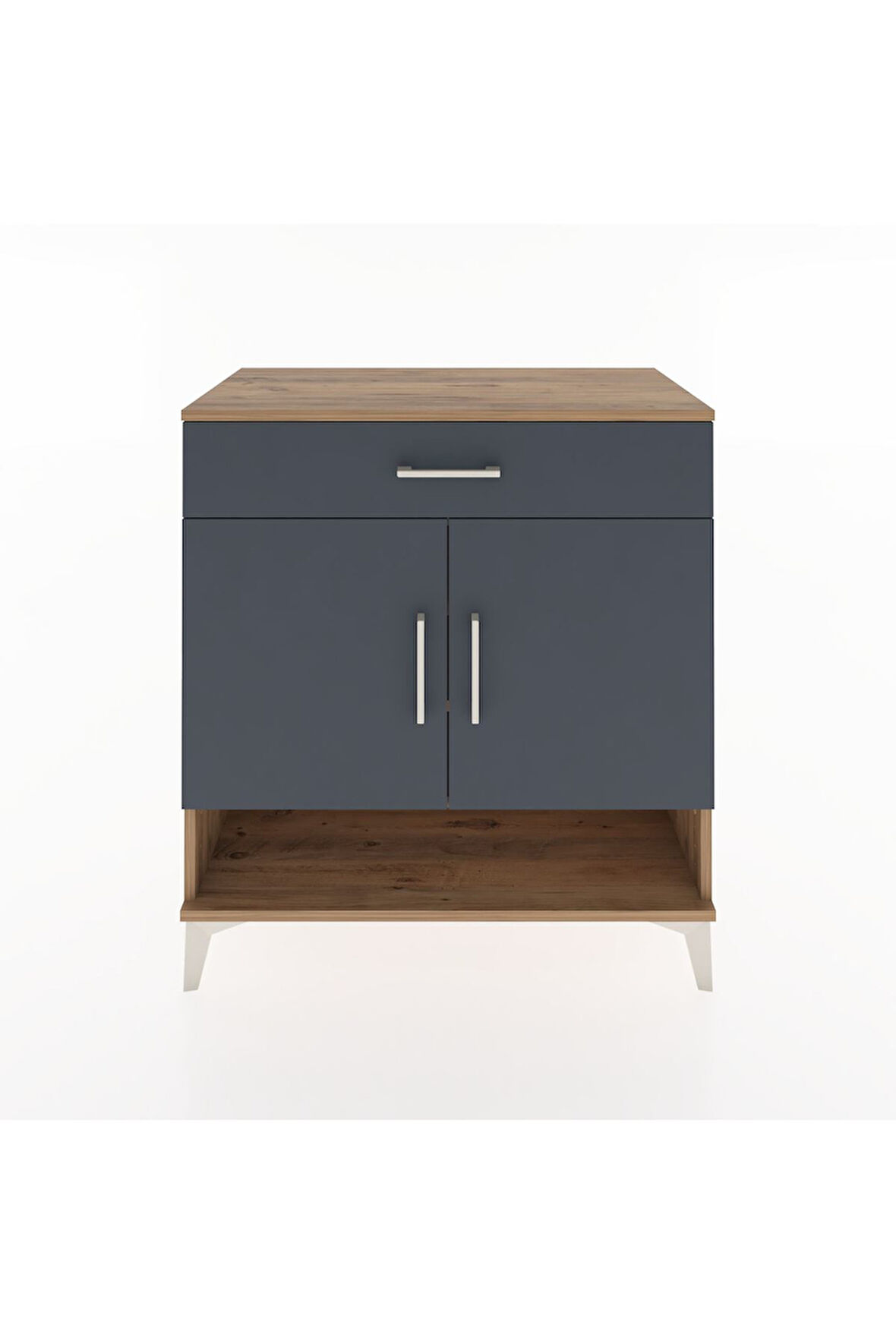 Hyperion Şifonyer 3 Raflı Tek Çekmeceli 2 Kapaklı 88x44x96 Çam-Antrasit