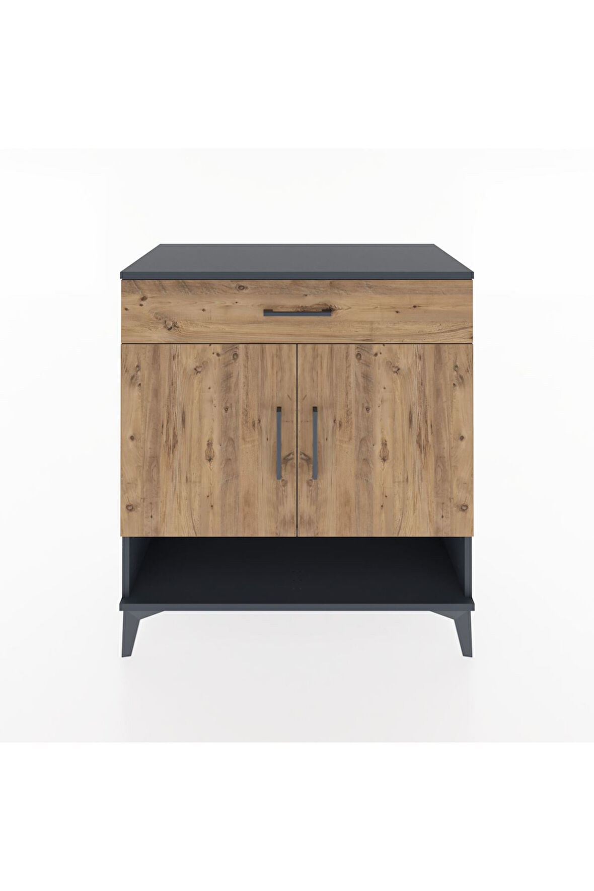 Hyperion Şifonyer 2 Raflı Tek Çekmeceli 2 Kapaklı 88x44x96 Antrasit-Çam