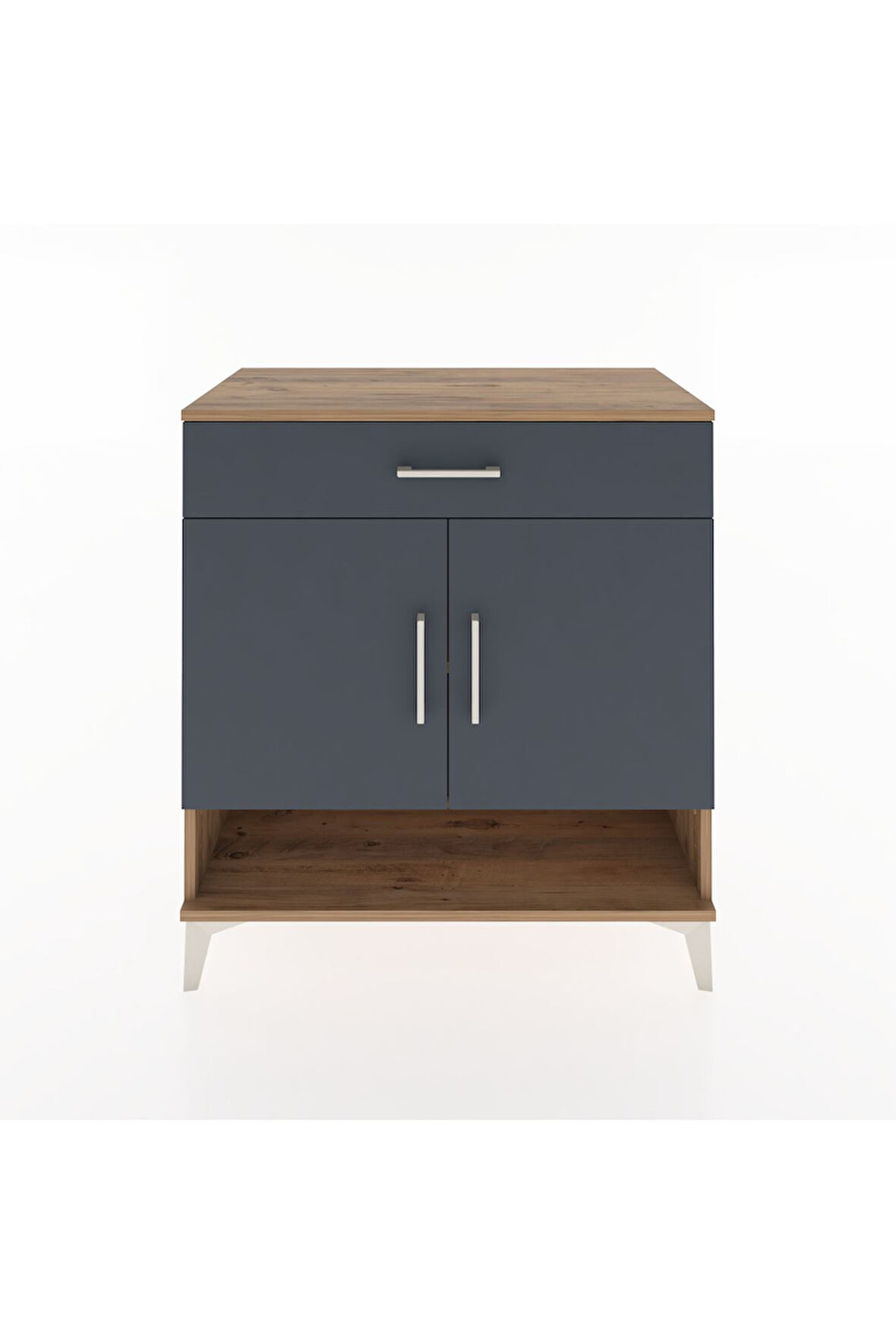 Hyperion Şifonyer 2 Raflı Tek Çekmeceli 2 Kapaklı 88x44x96 Çam-Antrasit