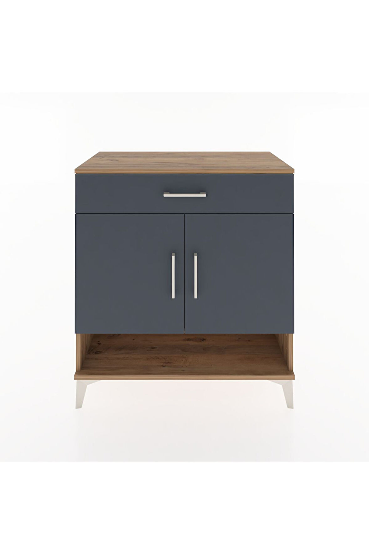 Hyperion Şifonyer Tek Raflı Tek Çekmeceli 2 Kapaklı 88x44x96 Çam-Antrasit