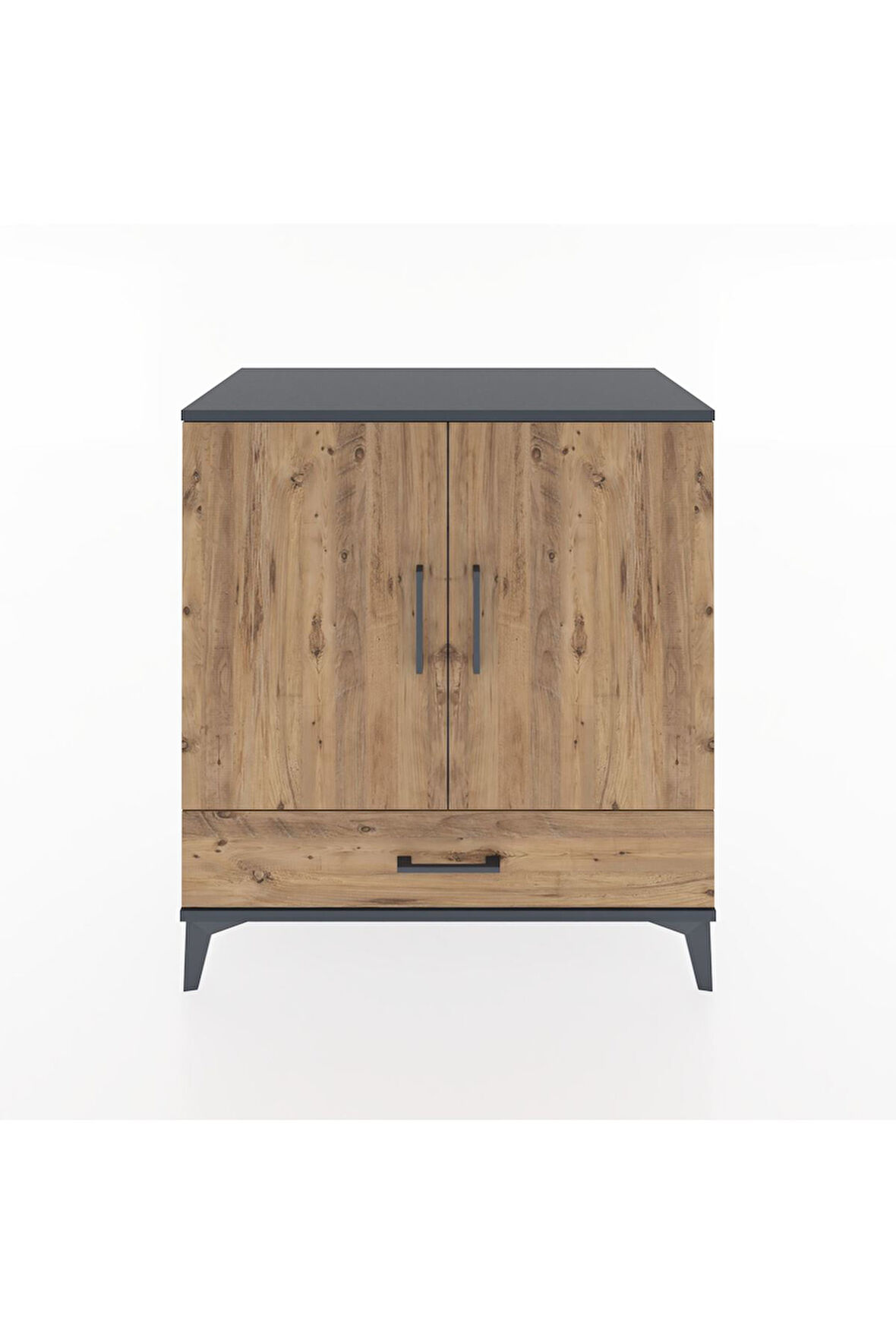 Hyperion Şifonyer 4 Raflı Tek Çekmeceli 2 Kapaklı 88x44x96 Antrasit-Çam