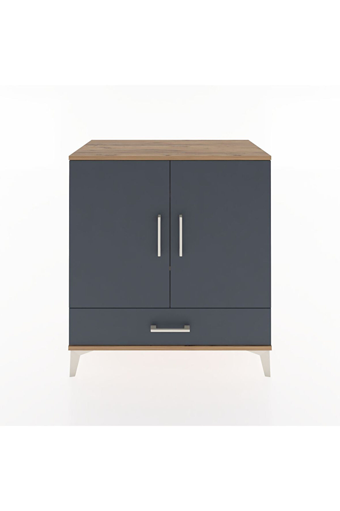 Hyperion Şifonyer 3 Raflı Tek Çekmeceli 2 Kapaklı 88x44x96 Çam-Antrasit