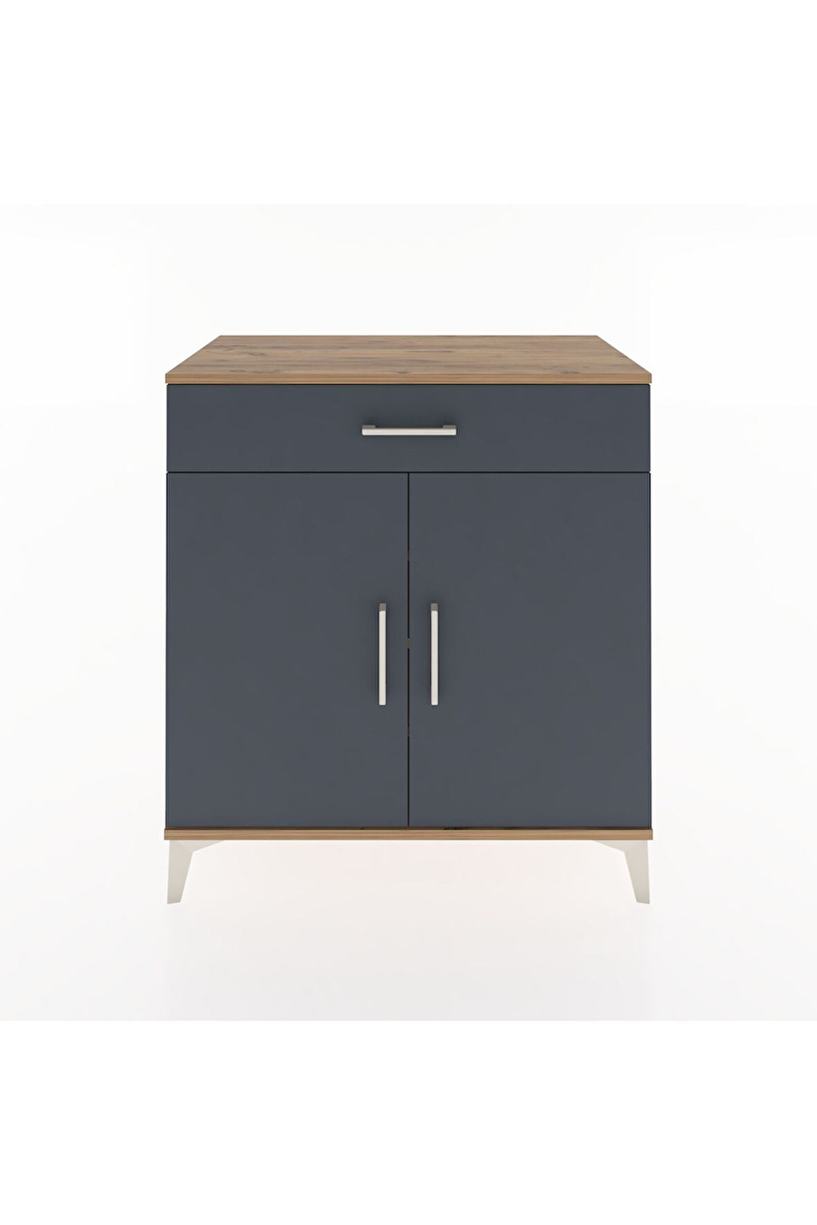 Hyperion Şifonyer 3 Raflı Tek Çekmeceli 2 Kapaklı 88x44x96 Çam-Antrasit