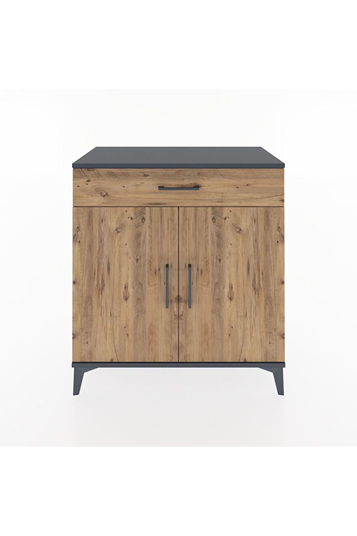 Hyperion Şifonyer 2 Raflı Tek Çekmeceli 2 Kapaklı 88x44x96 Antrasit-Çam