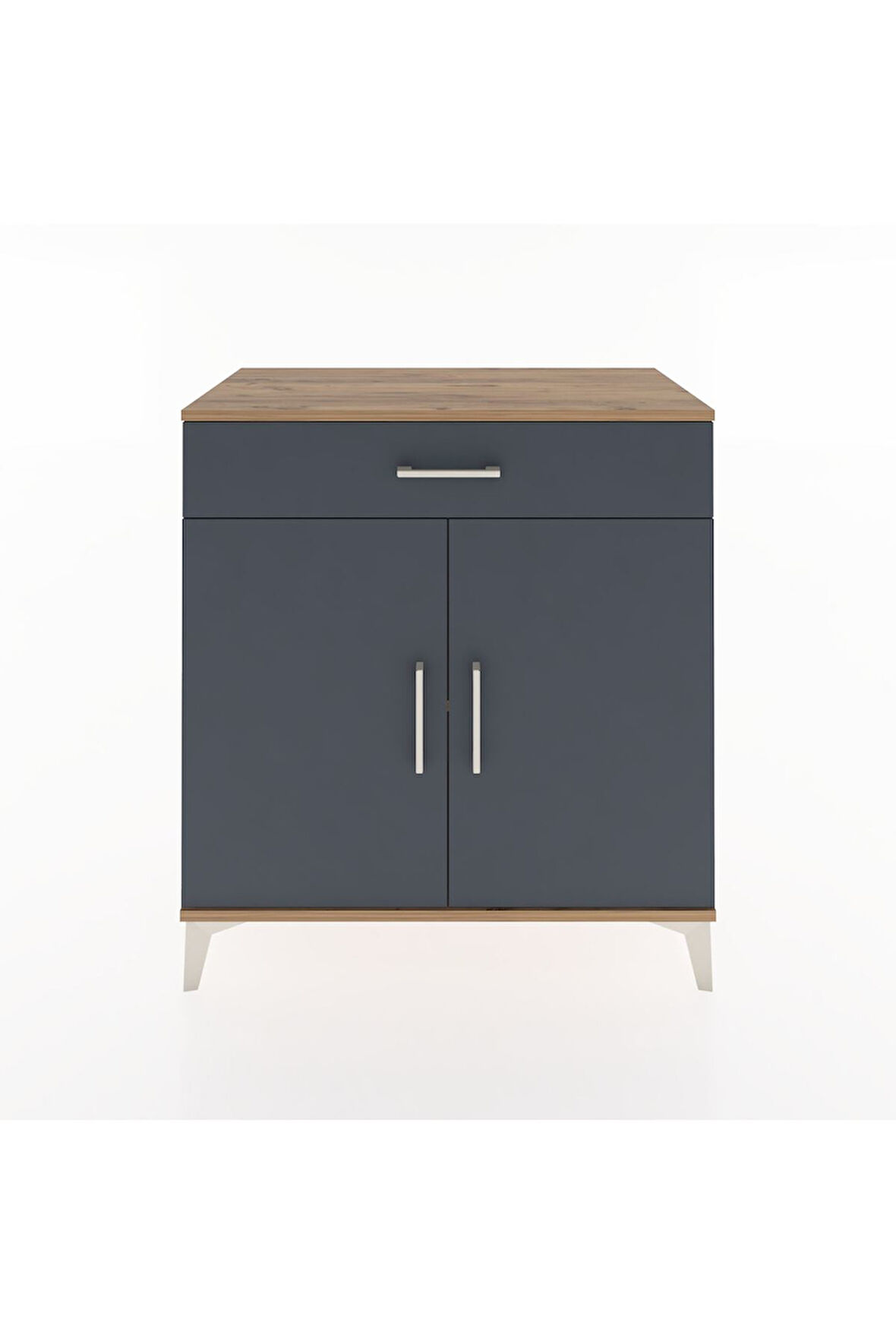 Hyperion Şifonyer Tek Raflı Tek Çekmeceli 2 Kapaklı 88x44x96 Çam-Antrasit