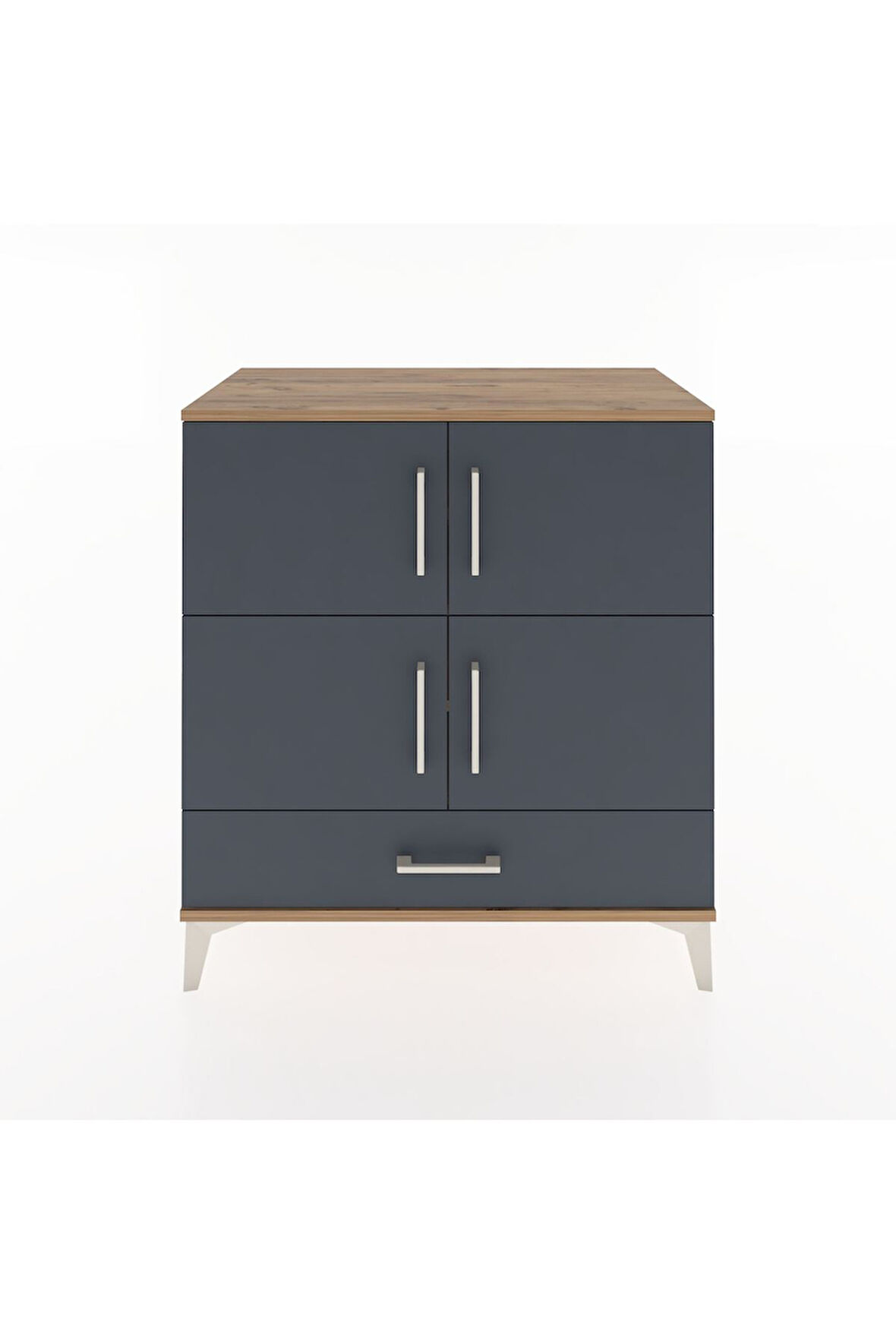 Hyperion Şifonyer 4 Raflı Tek Çekmeceli 4 Kapaklı 88x44x96 Çam-Antrasit