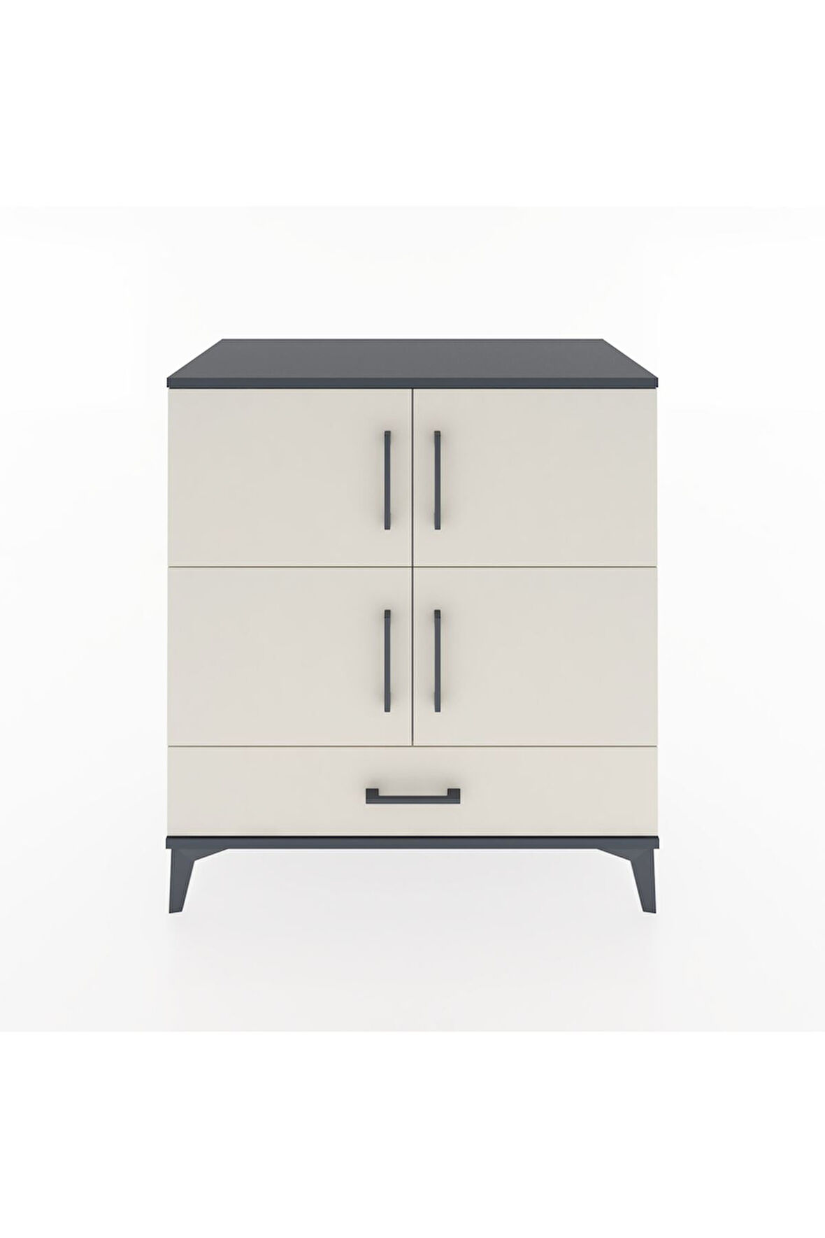 Hyperion Şifonyer 2 Raflı Tek Çekmeceli 4 Kapaklı 88x44x96 Antrasit-Aytaşı