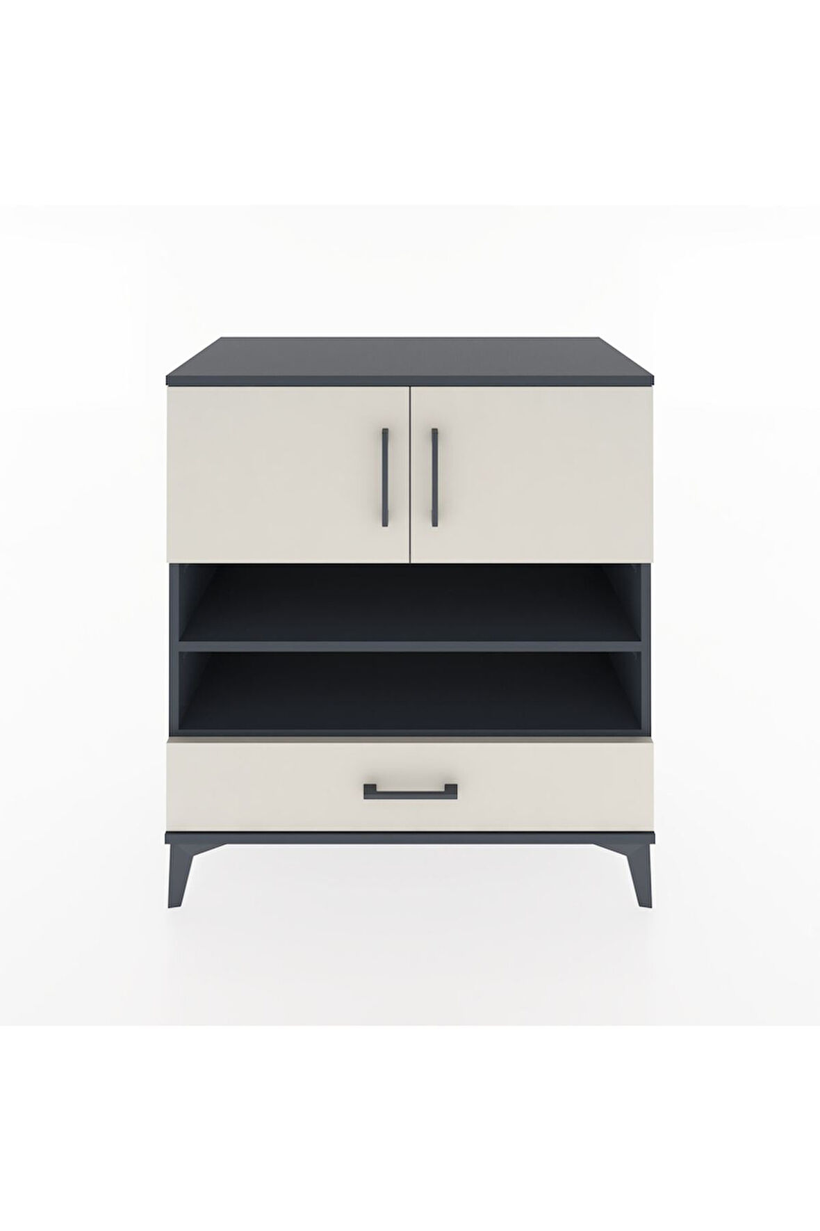 Hyperion Şifonyer 4 Raflı Tek Çekmeceli 2 Kapaklı 88x44x96 Antrasit-Aytaşı