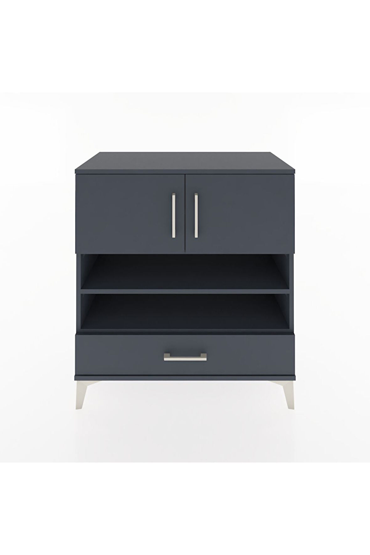 Hyperion Şifonyer 4 Raflı Tek Çekmeceli 2 Kapaklı 88x44x96 Antrasit-Antrasit