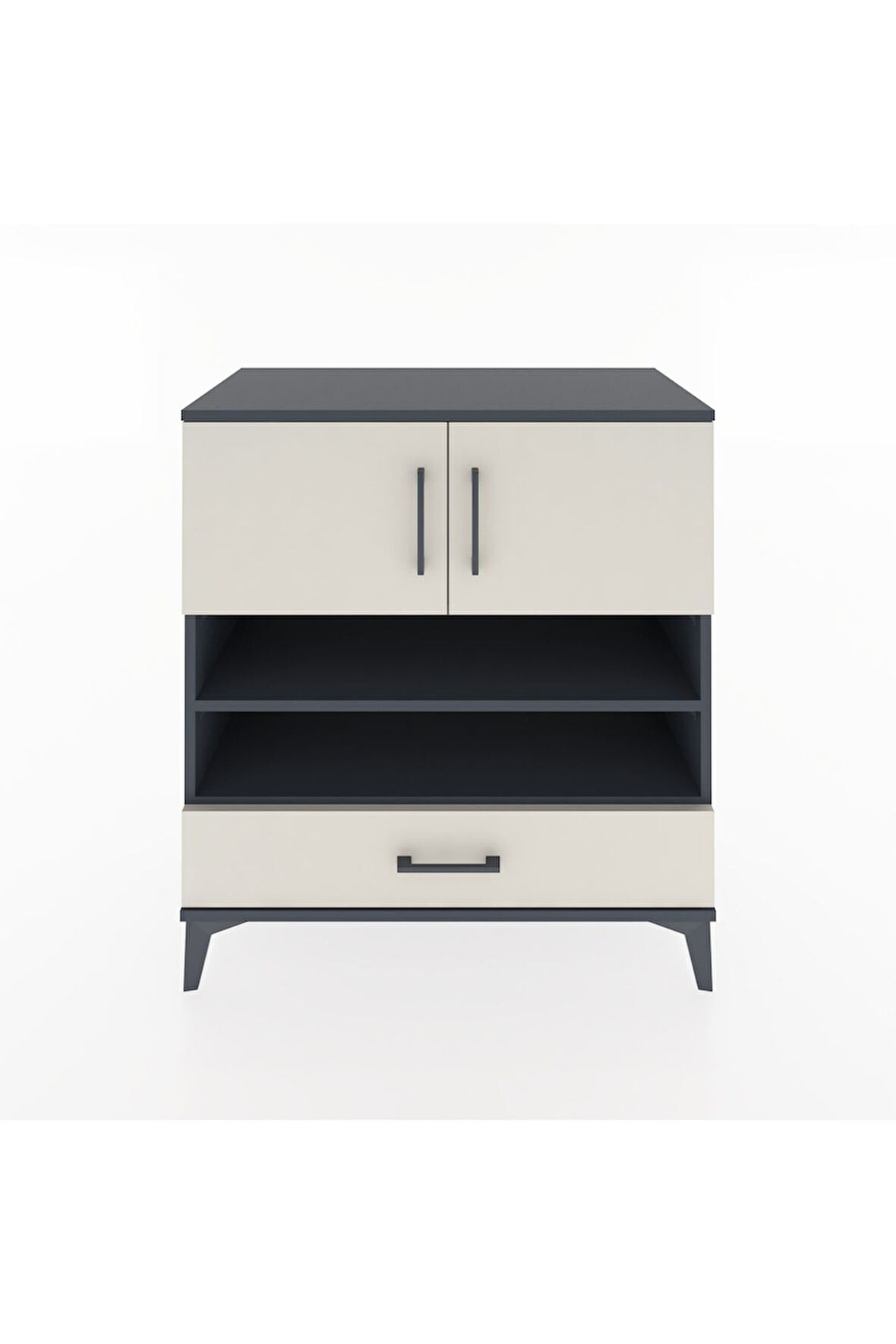 Hyperion Şifonyer 3 Raflı Tek Çekmeceli 2 Kapaklı 88x44x96 Antrasit-Aytaşı