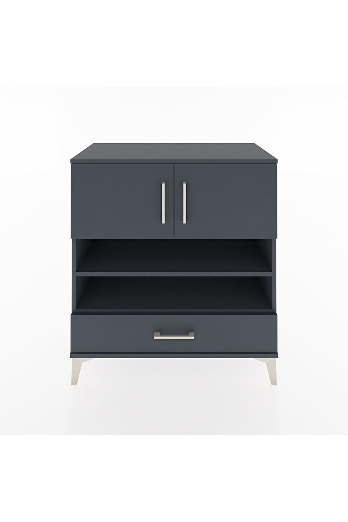 Hyperion Şifonyer 3 Raflı Tek Çekmeceli 2 Kapaklı 88x44x96 Antrasit-Antrasit