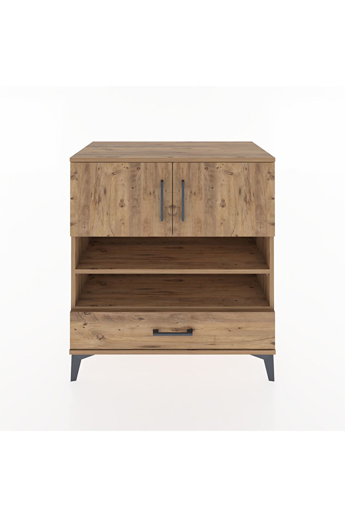 Hyperion Şifonyer 3 Raflı Tek Çekmeceli 2 Kapaklı 88x44x96 Çam-Çam