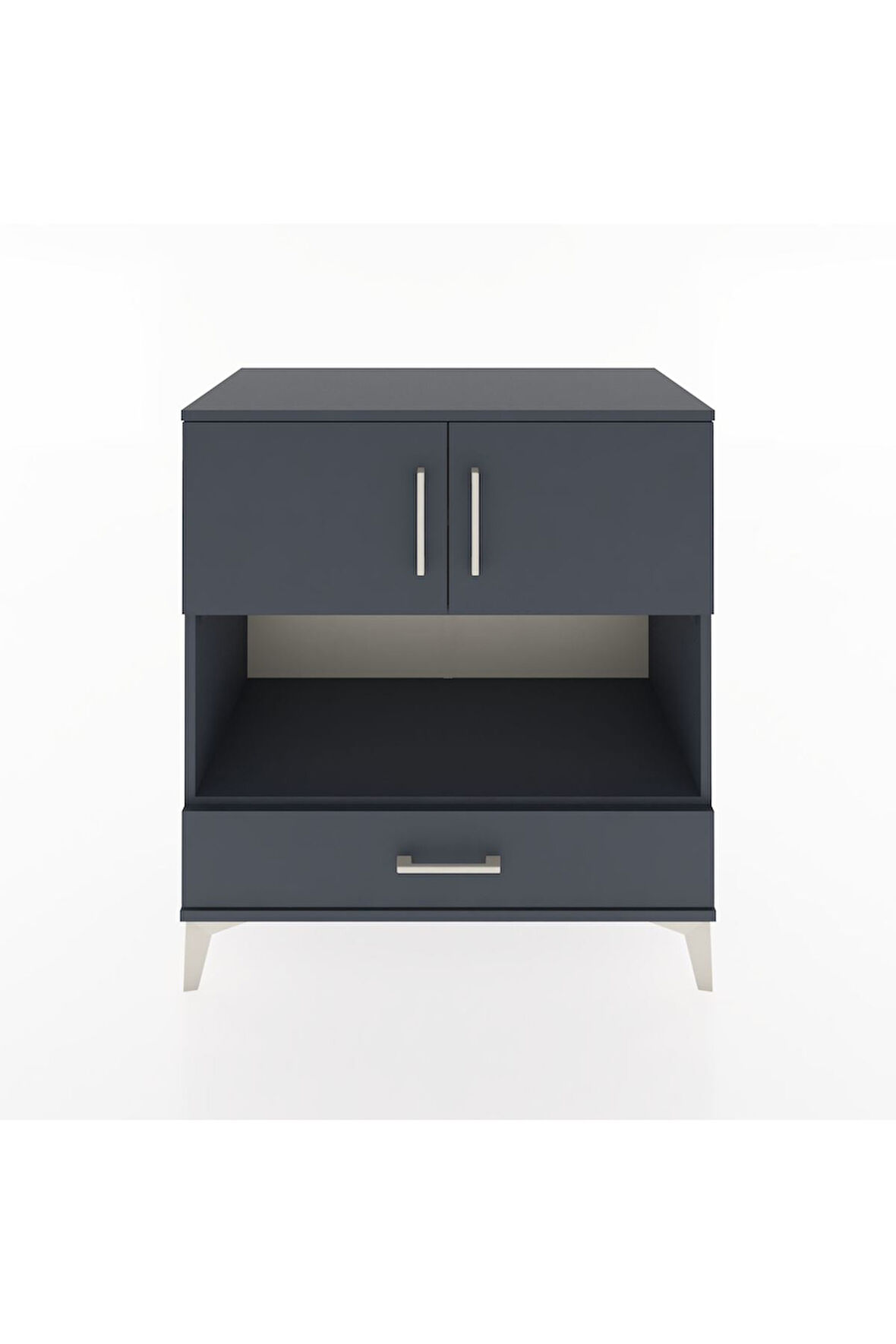 Hyperion Şifonyer 3 Raflı Tek Çekmeceli 2 Kapaklı 88x44x96 Antrasit-Antrasit