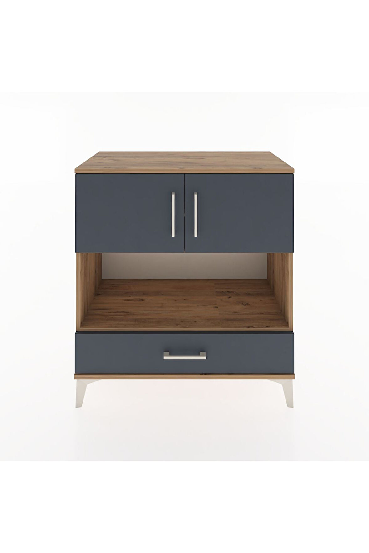 Hyperion Şifonyer 3 Raflı Tek Çekmeceli 2 Kapaklı 88x44x96 Çam-Antrasit