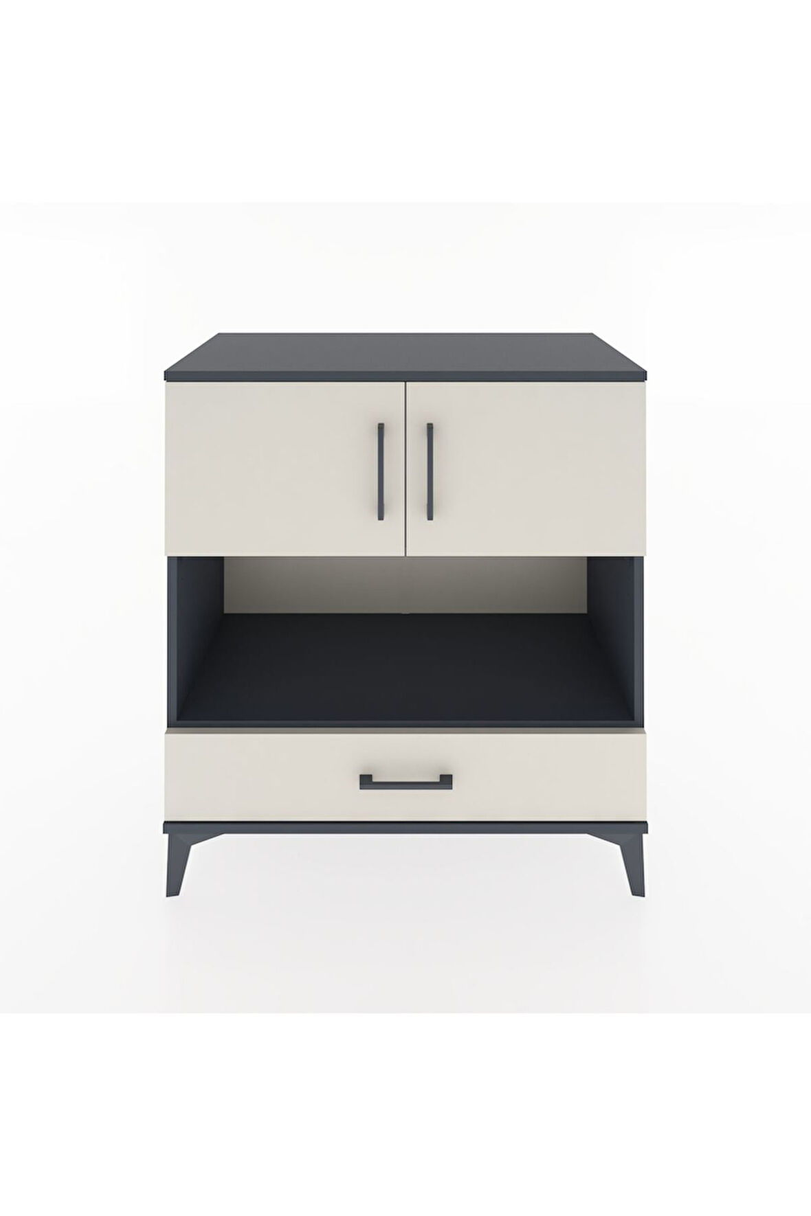 Hyperion Şifonyer 2 Raflı Tek Çekmeceli 2 Kapaklı 88x44x96 Antrasit-Aytaşı