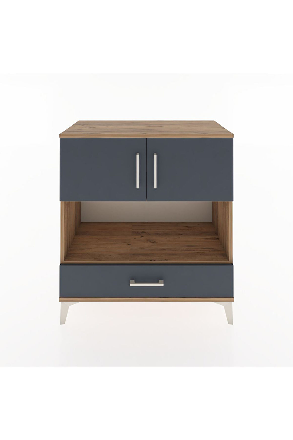 Hyperion Şifonyer 2 Raflı Tek Çekmeceli 2 Kapaklı 88x44x96 Çam-Antrasit