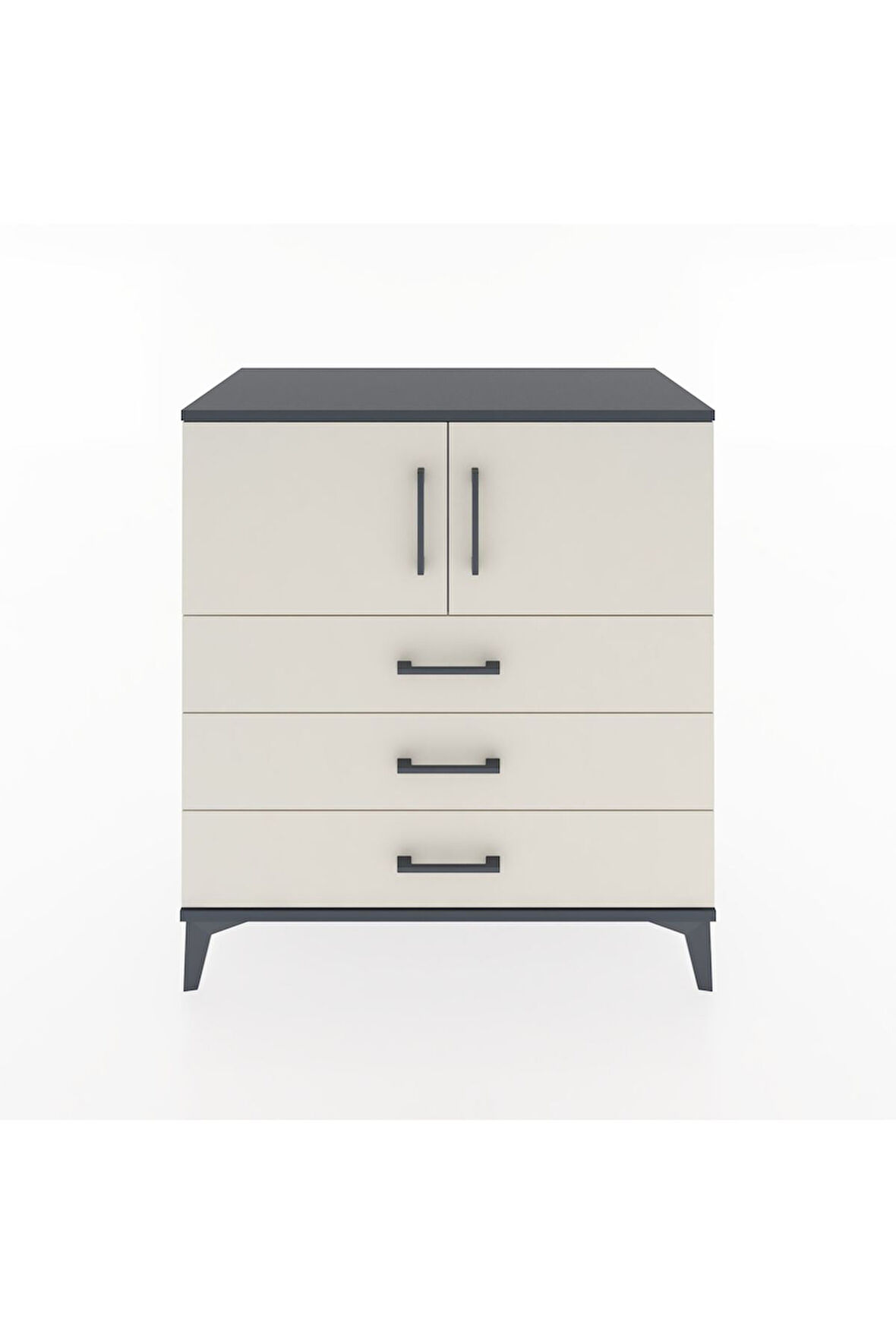 Hyperion Şifonyer 2 Raflı 3 Çekmeceli 2 Kapaklı 88x44x96 Antrasit-Aytaşı