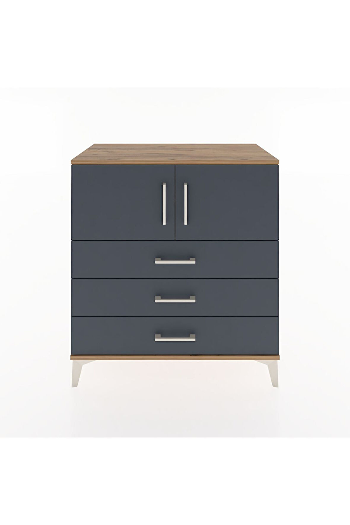 Hyperion Şifonyer 2 Raflı 3 Çekmeceli 2 Kapaklı 88x44x96 Çam-Antrasit