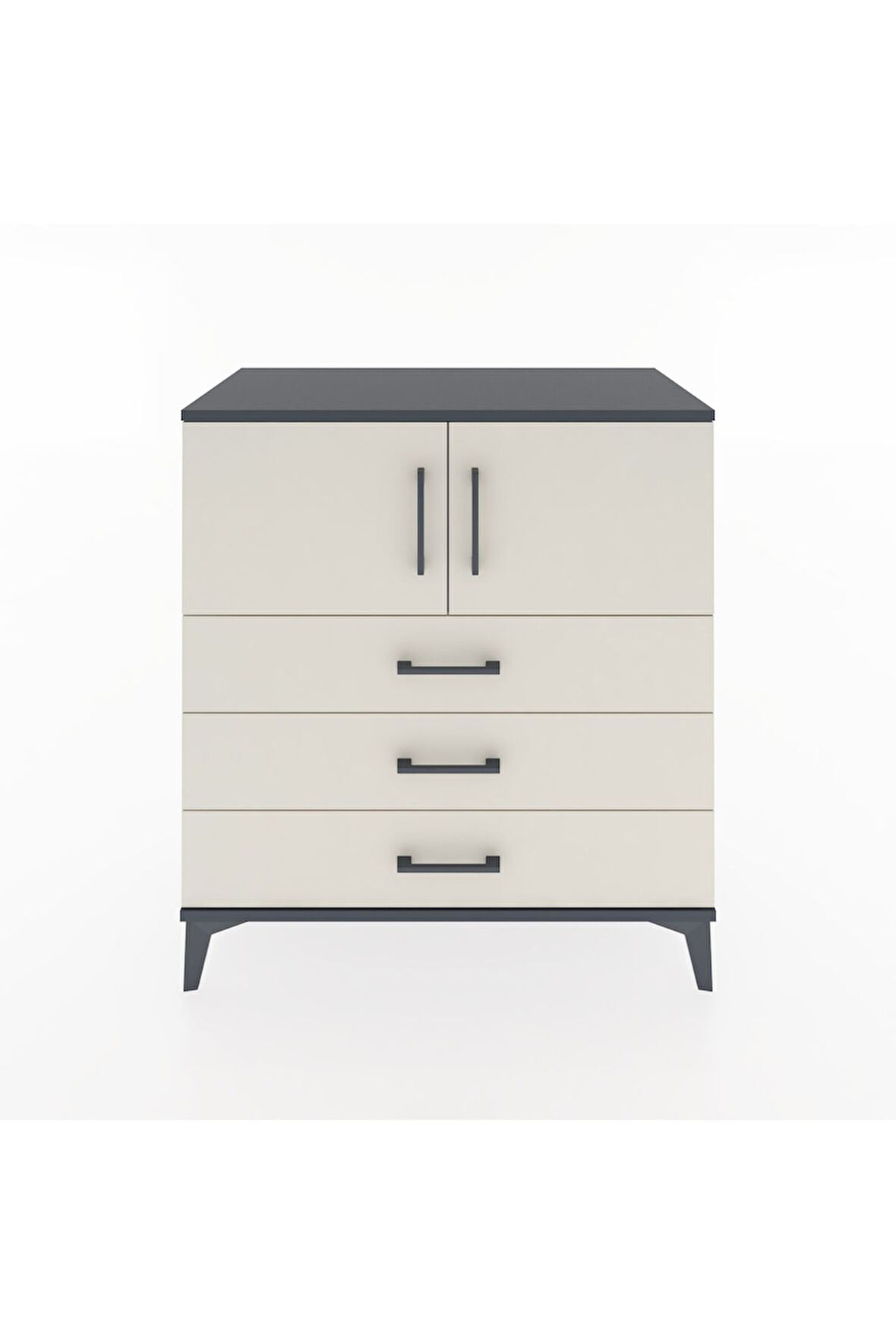 Hyperion Şifonyer Tek Raflı 3 Çekmeceli 2 Kapaklı 88x44x96 Antrasit-Aytaşı